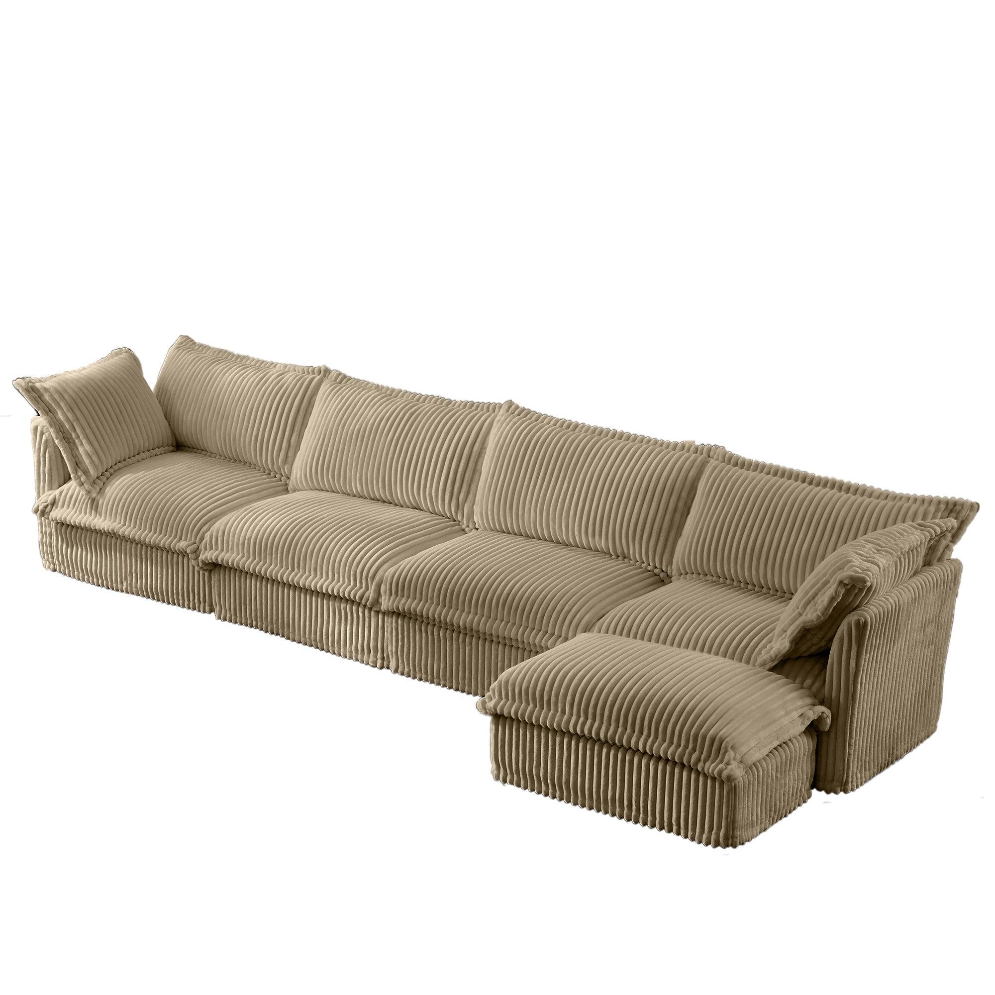 Fluffy 4-Seat Modular Sofa in Corduroy Camel #OttOnly_1 #Fabric_Corduroy Camel