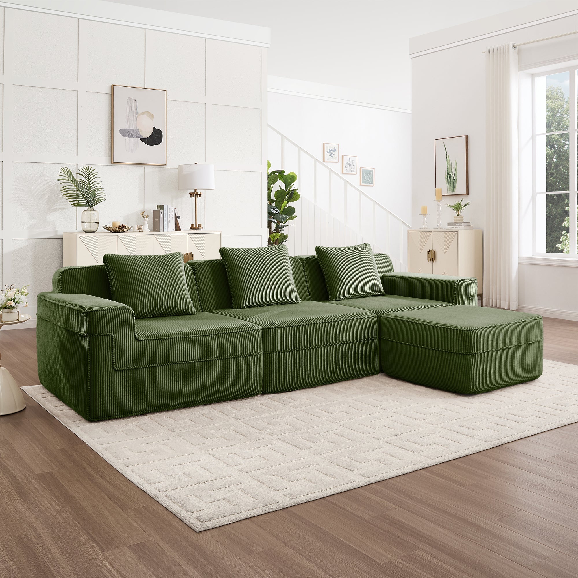 Hudson 3-Seat Boneless Couch in Olive #OttOnly_1 #Color_Olive