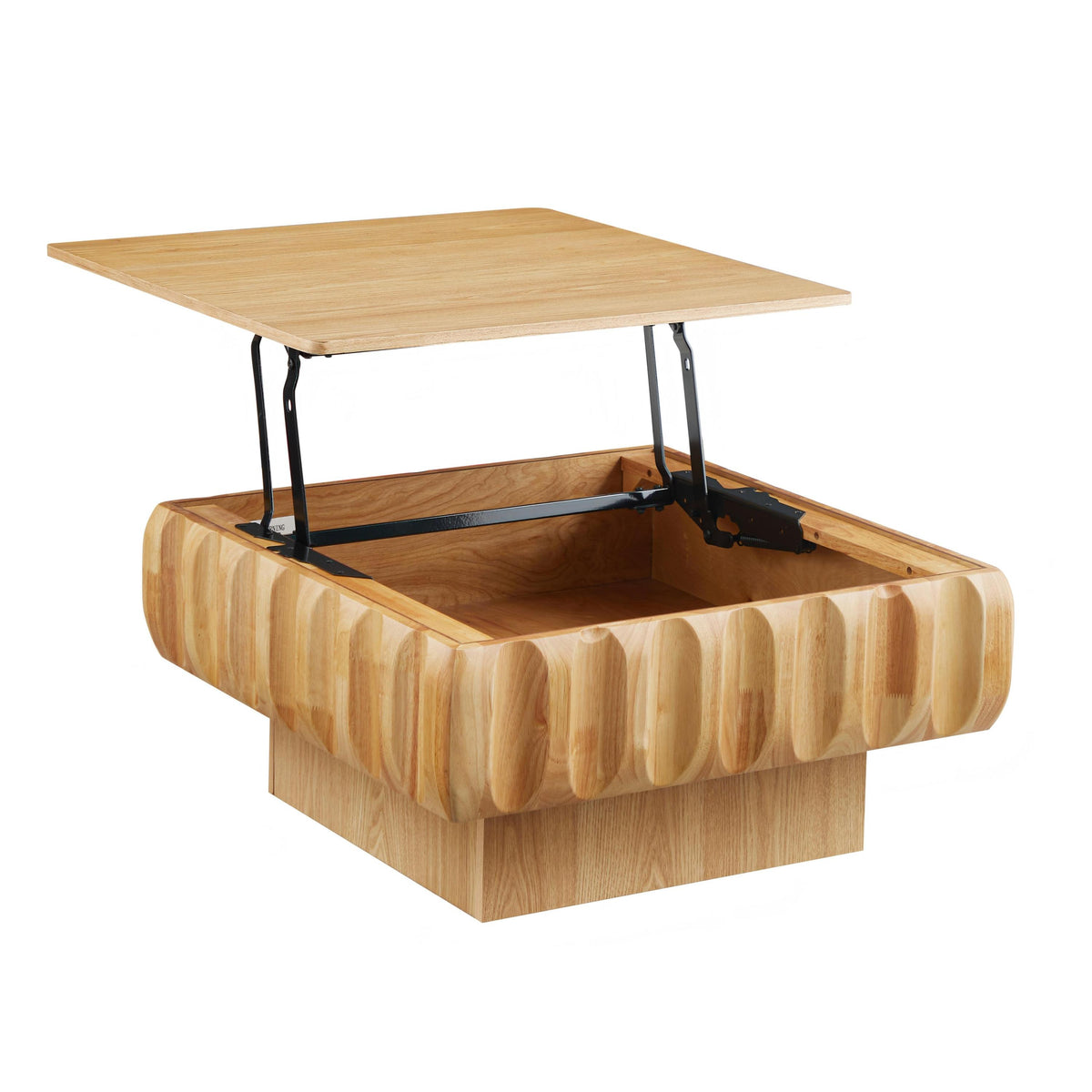 Natural Sculpted Square Lift-Top Coffee Table with Storage, 31.1 in
