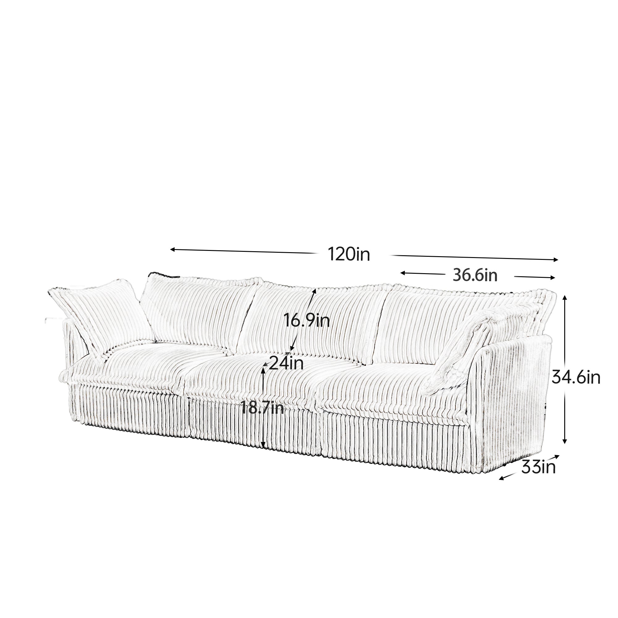 Fluffy 3-Seat Modular Sofa