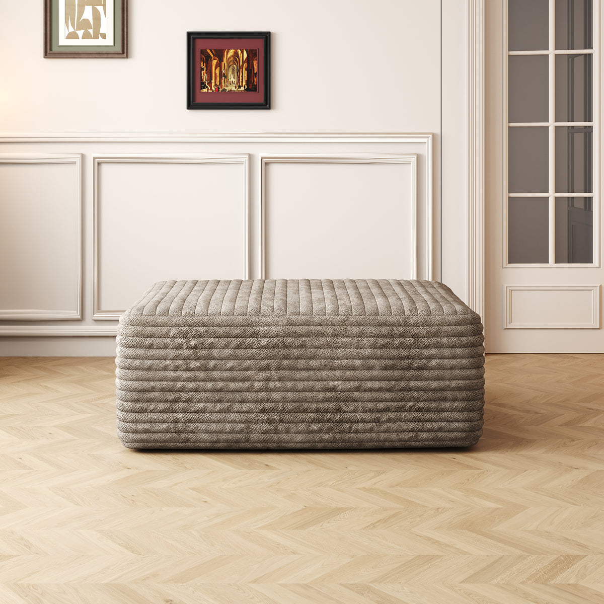 Camel Corduroy Ottoman, 39.4 in