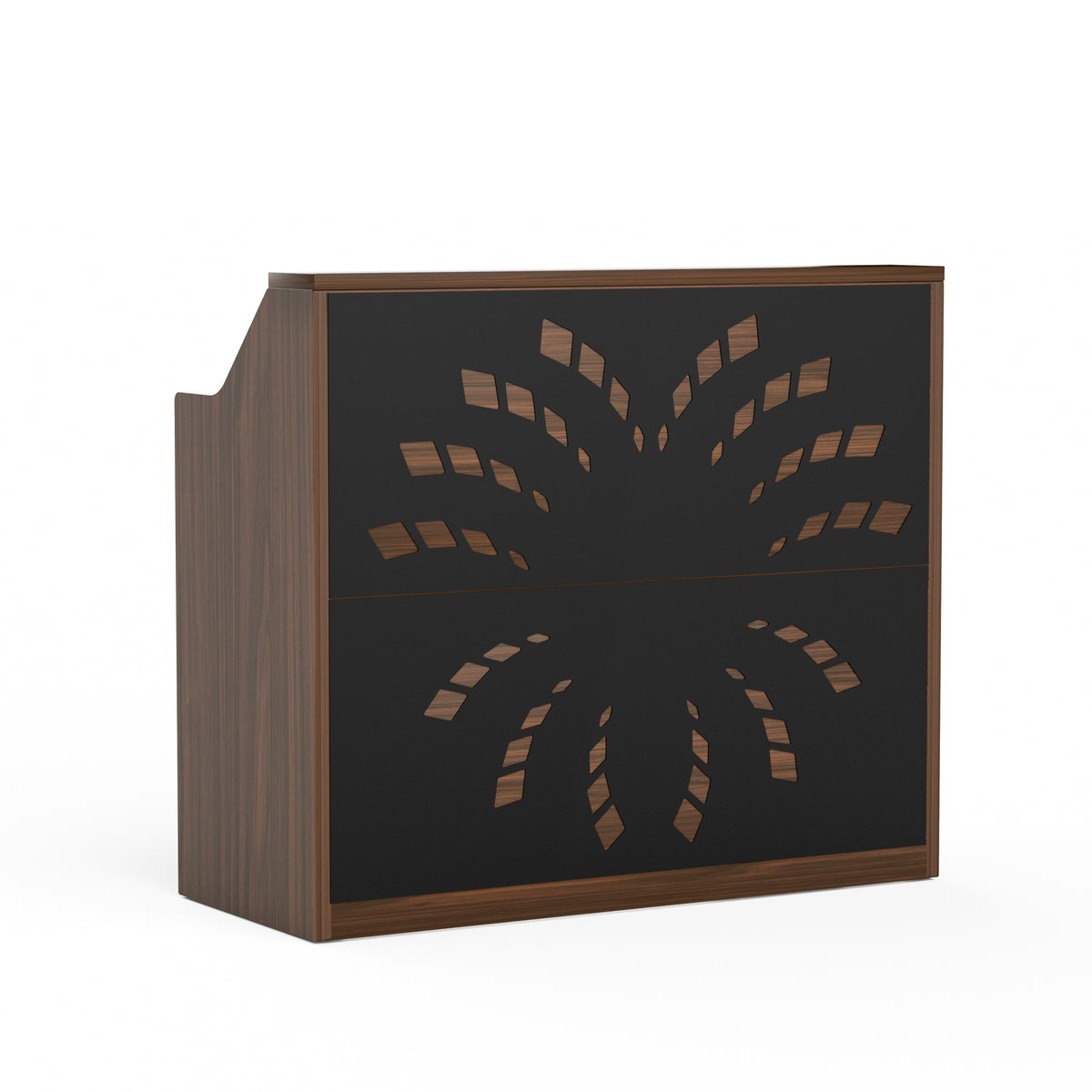 Modern Reception Desk, 3 Tiers, 46.5 in, Walnut