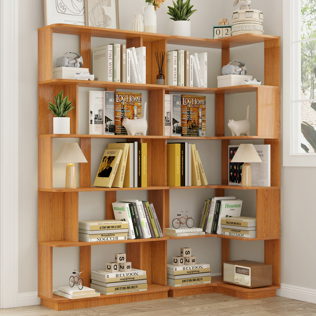 Bookcase, 64.6 in Tall, Oak