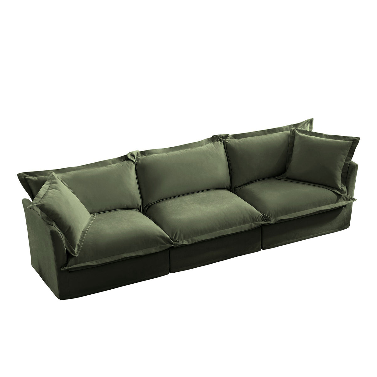 Fluffy 3-Seat Modular Sofa in Chenille Olive #OttOnly_0 #Fabric_Chenille Olive