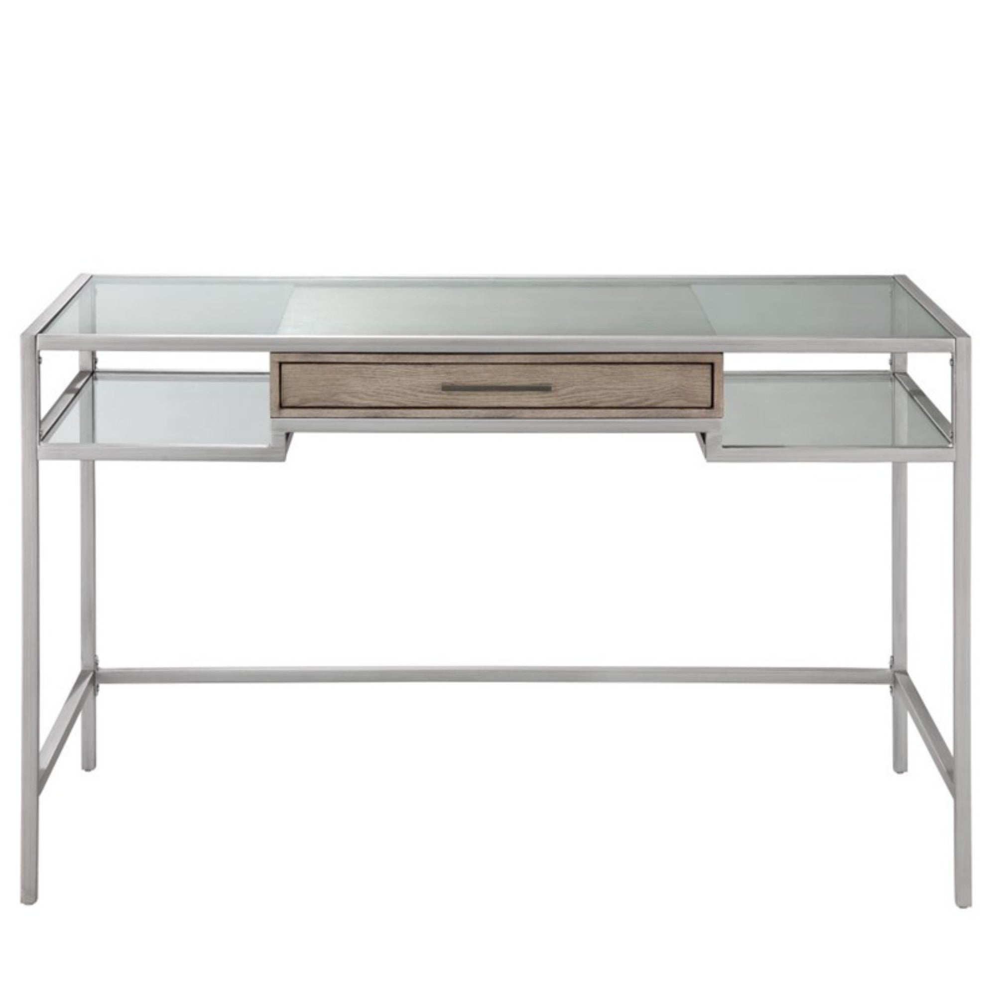 Contemporary Glass Writing Desk, 48 in, Stone