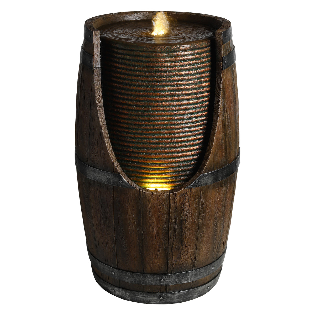 Brown Gray Resin Outdoor Water Fountain, 24.8 in Tall