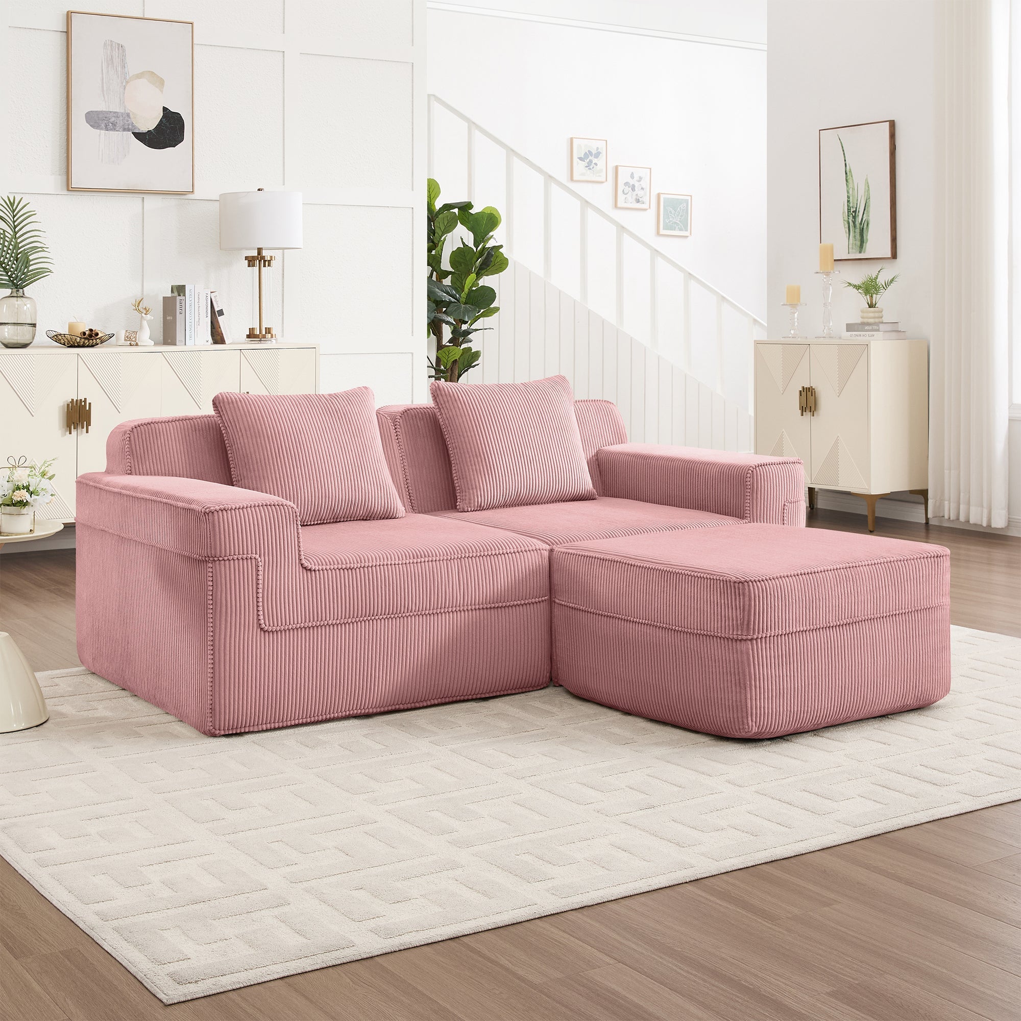 Hudson 2-Seat Boneless Couch in Pink #OttOnly_1 #Color_Pink