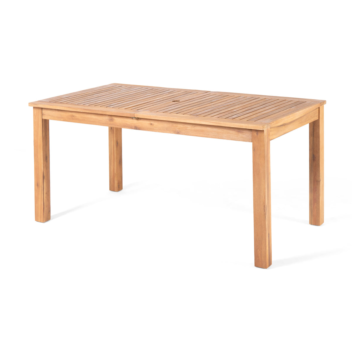 Natural Solid Wood Outdoor Dining Table Extendable, 63 in Wide