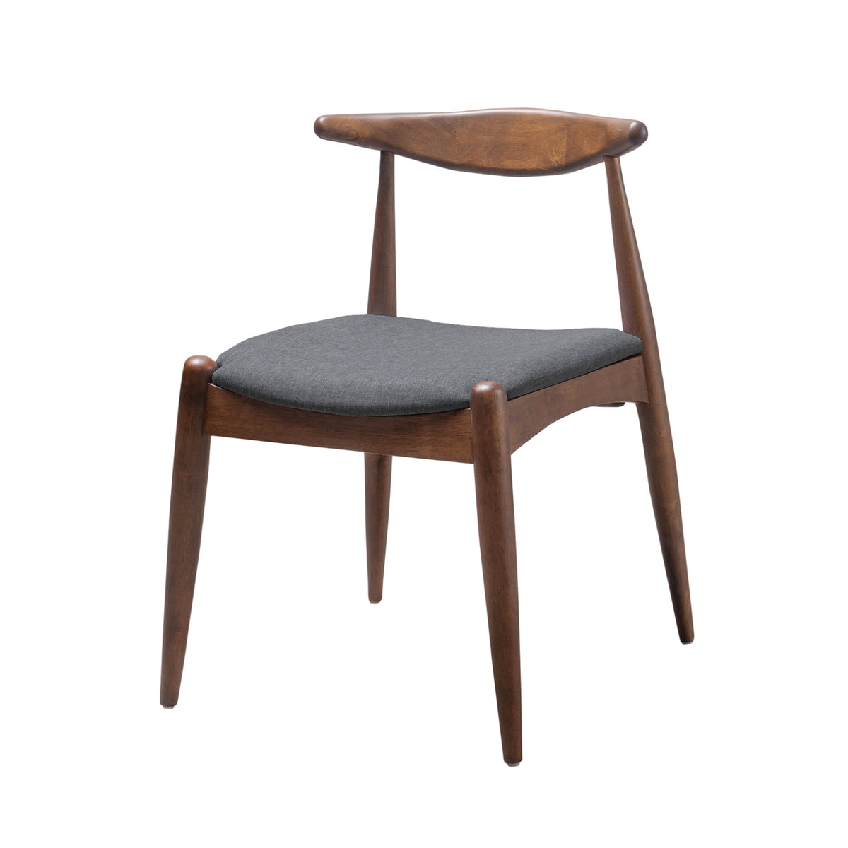 Mid-Century Wood Dining Chairs Set of 2, Charcoal Seat, Walnut