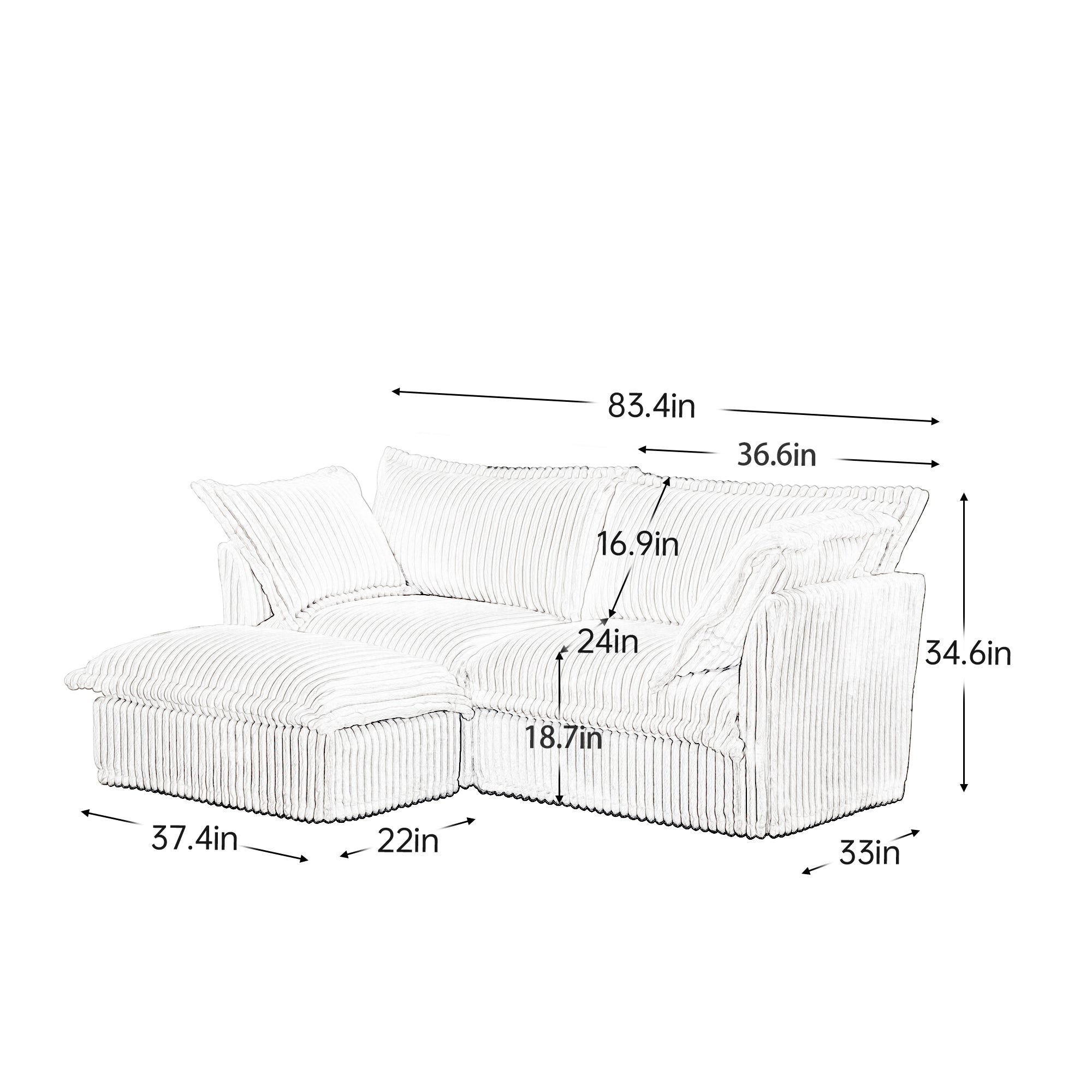 Fluffy 2-Seat Modular Sofa