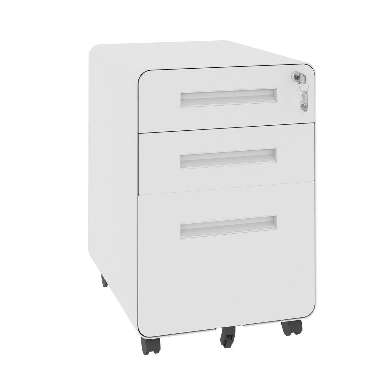 Rolling Minimalist Metal File Cabinet, 3 Drawers, Locking, 22.8 in, 17.7 in Tall