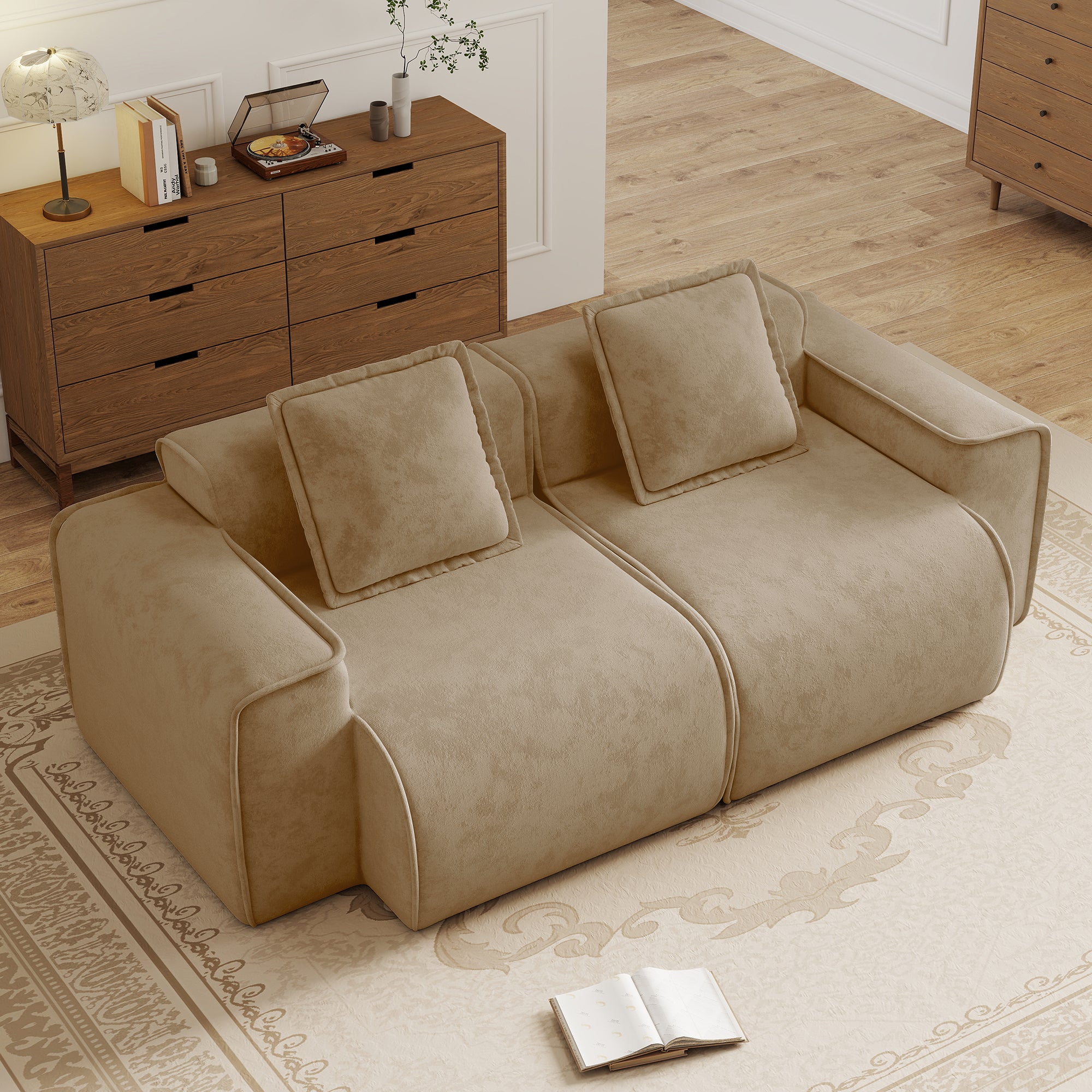 Seneca 2-Seat Boneless Couch in Mocha #OttOnly_0 #Color_Mocha