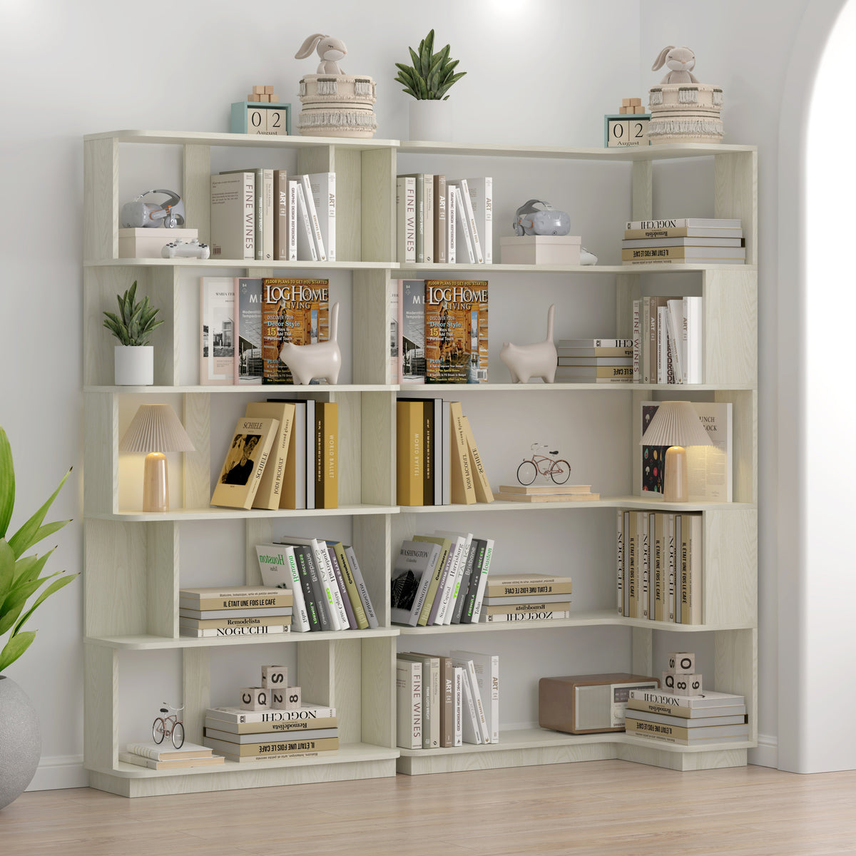 Bookcase, 66.9 in, Oak, 21.7 in Deep