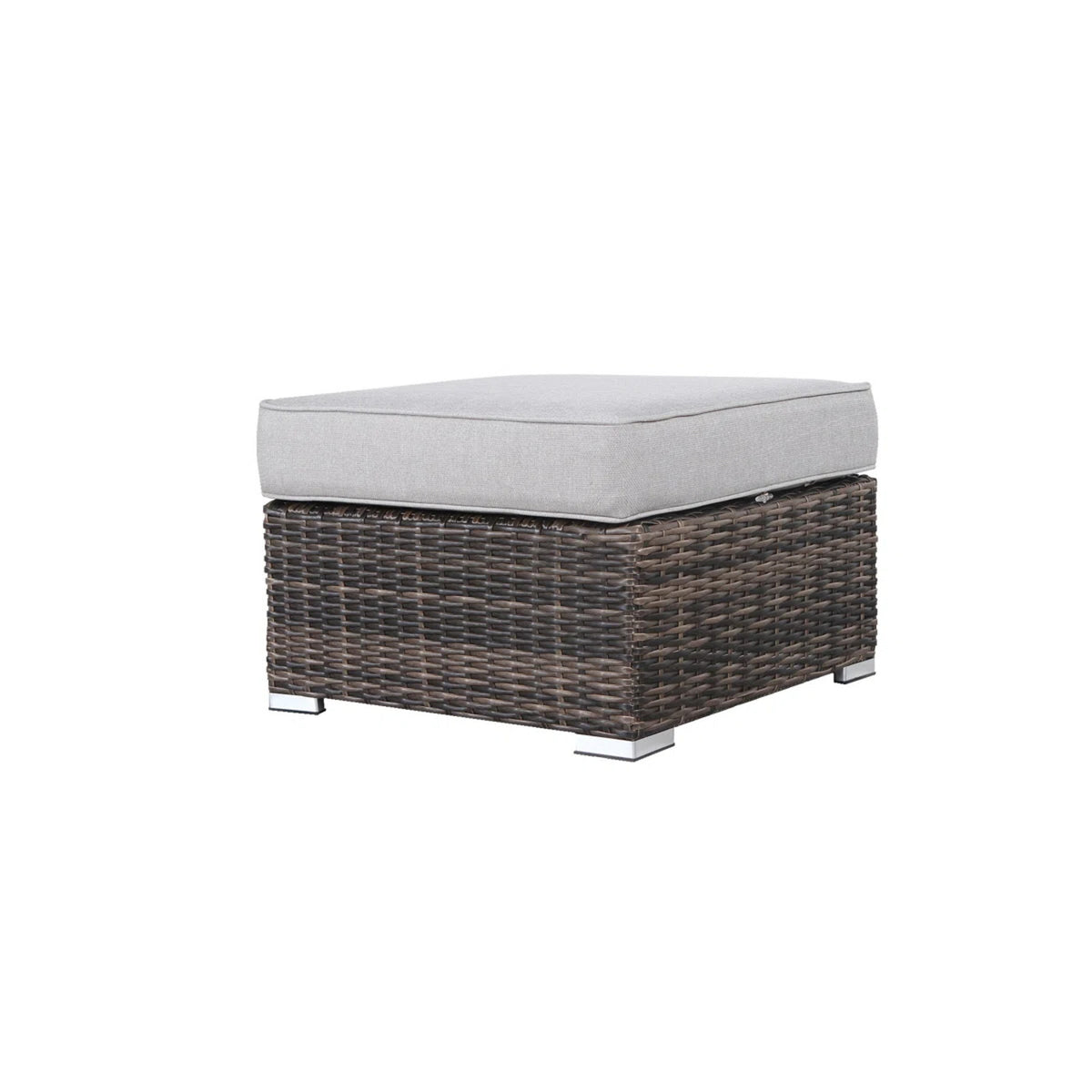 Gray Wicker Outdoor Ottoman with Cushions
