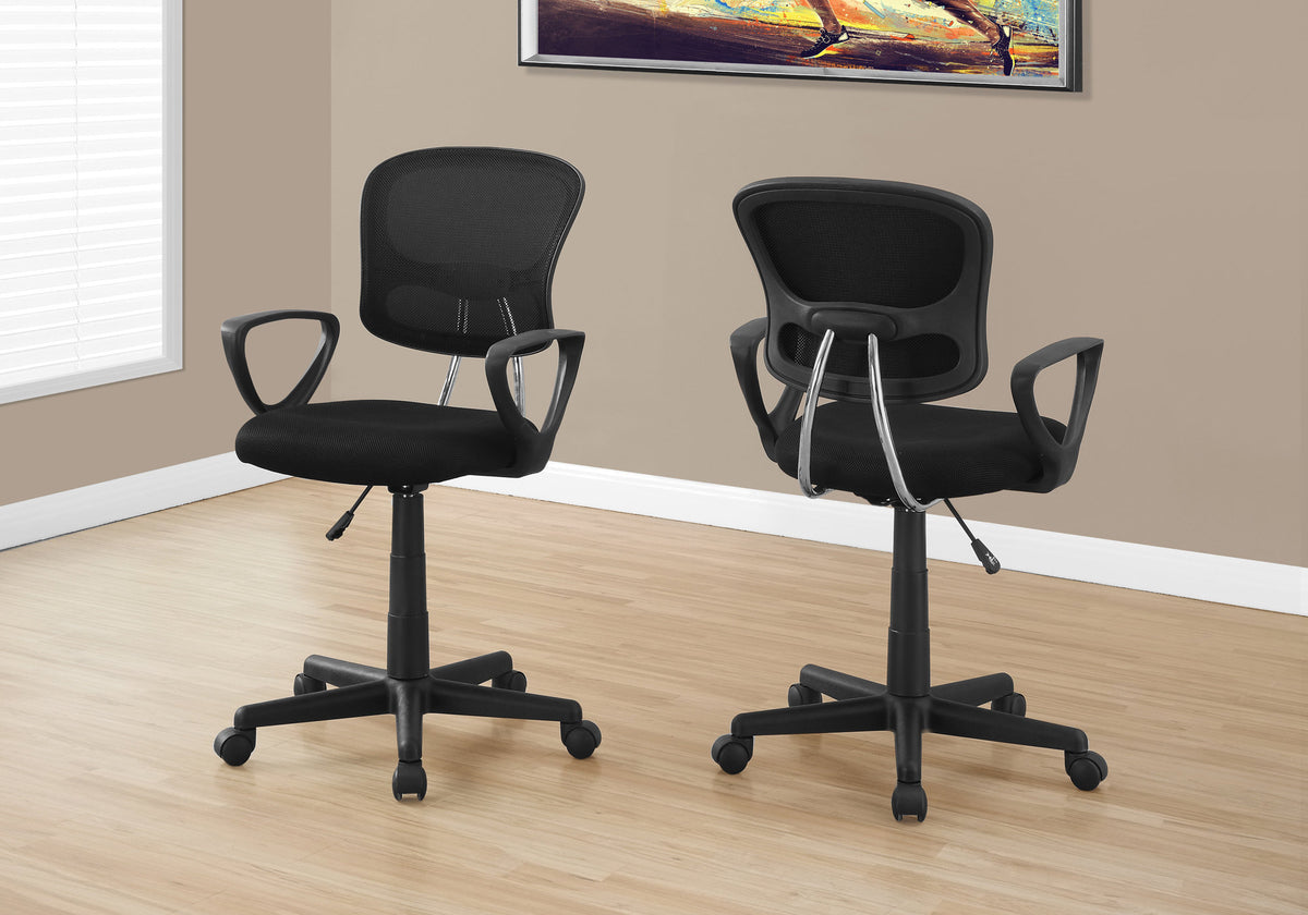 Kids Black Mesh Office Chair, Mid-Back, Swivel, Height Adjustable