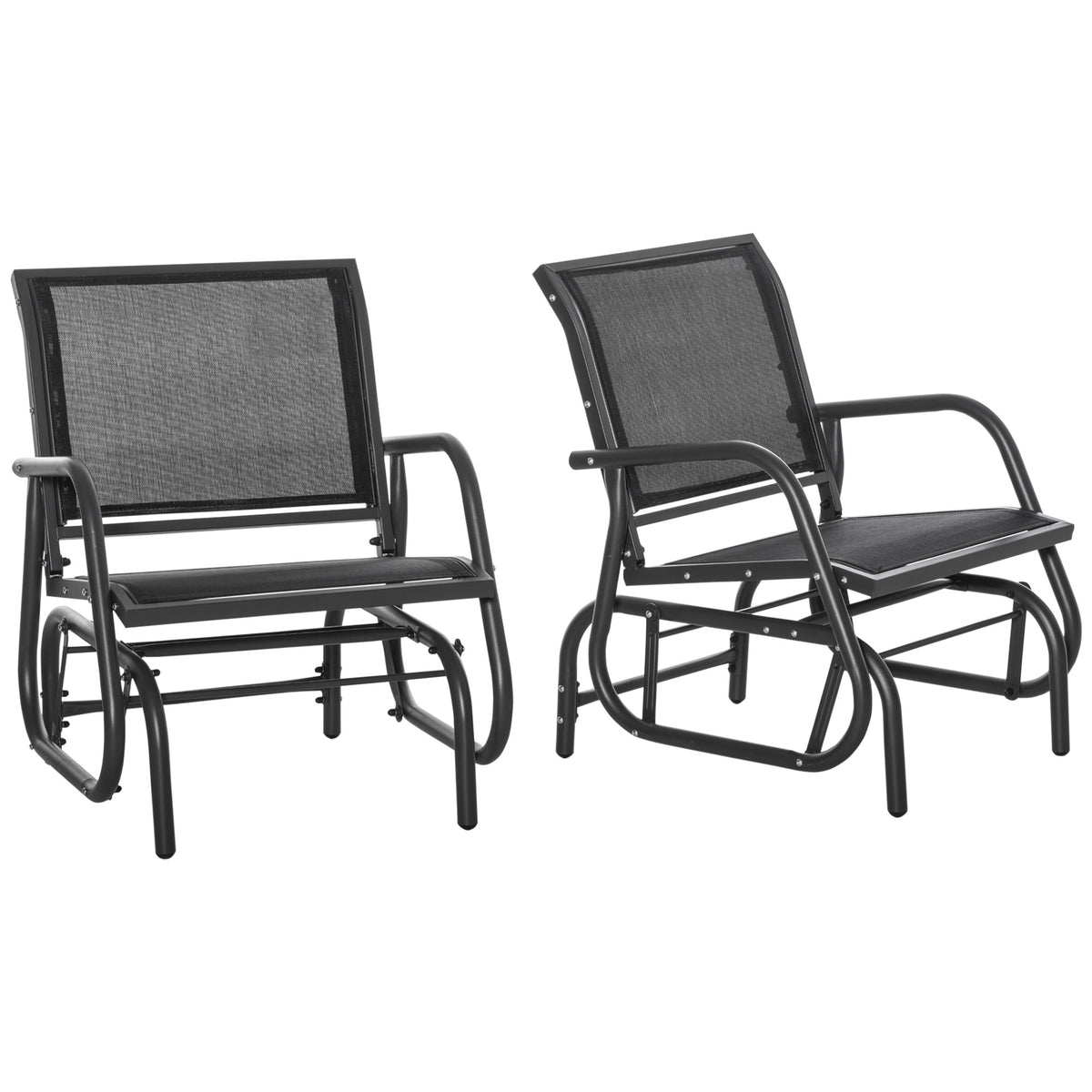 Black Metal Outdoor Glider Chair, Set of 2