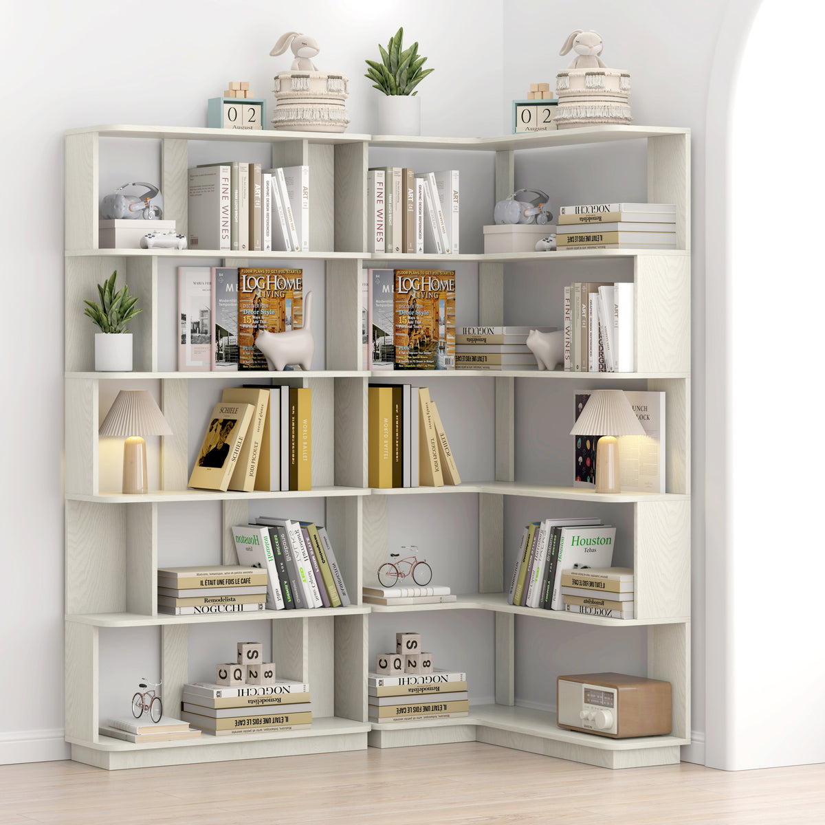 Bookcase, 5 Shelves, 66.9 in, Oak
