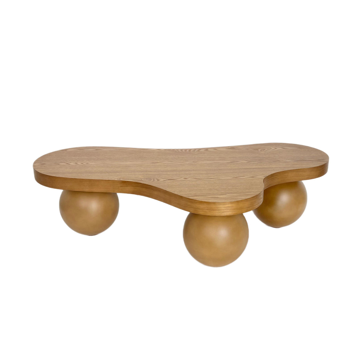 Natural Organic Shape Ball-Leg Coffee Table, 45.8 in