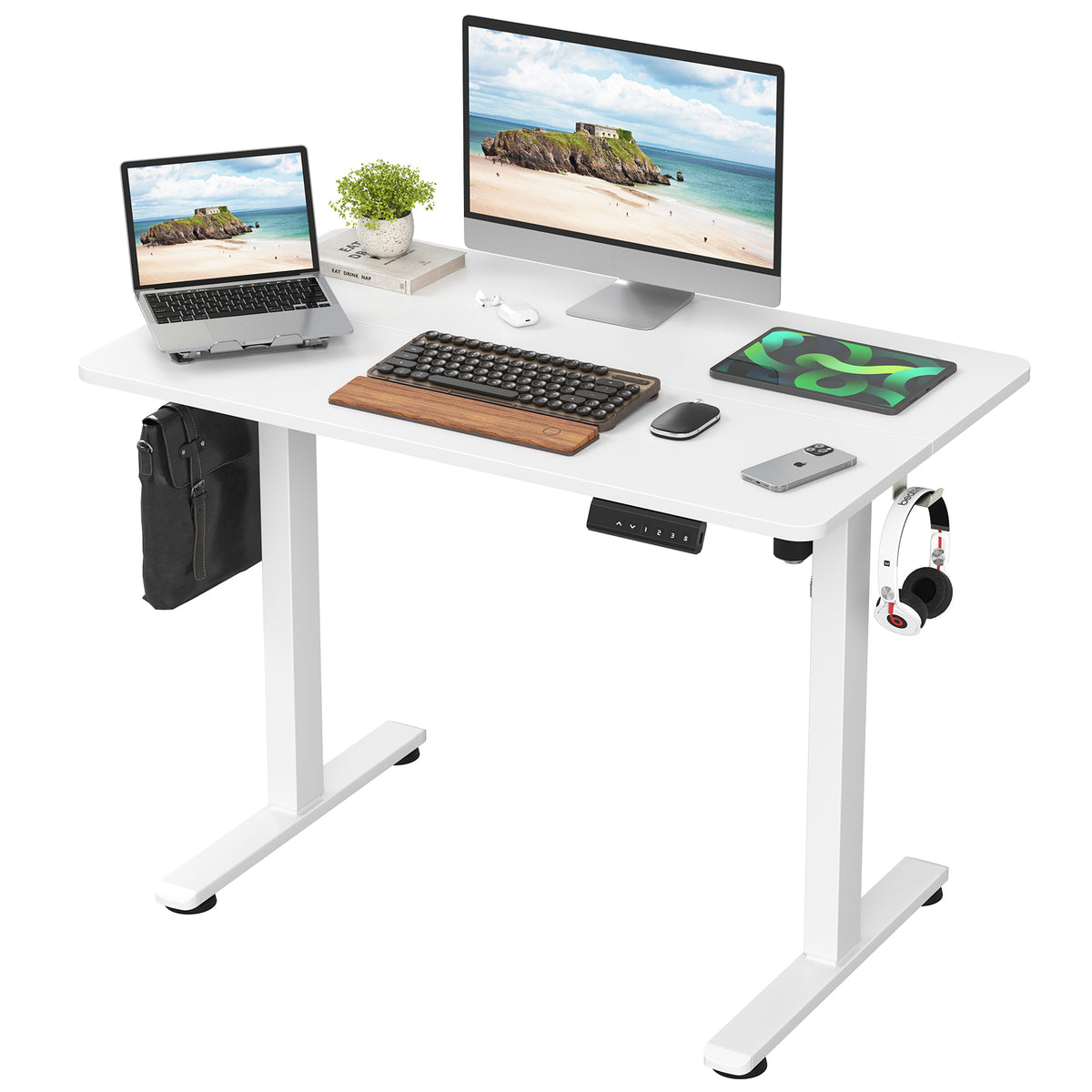 Standing Desk, 4 Memory Presets, 40.6 in, White