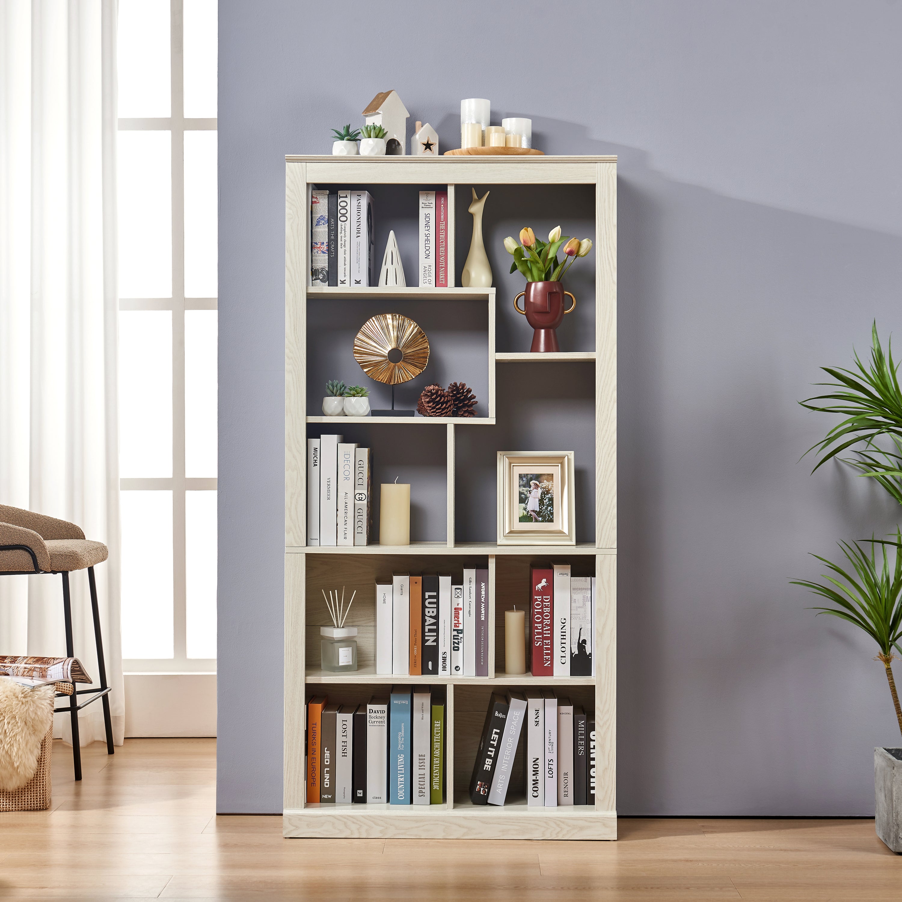 Storage Cabinet, 64.6 in Tall, Oak