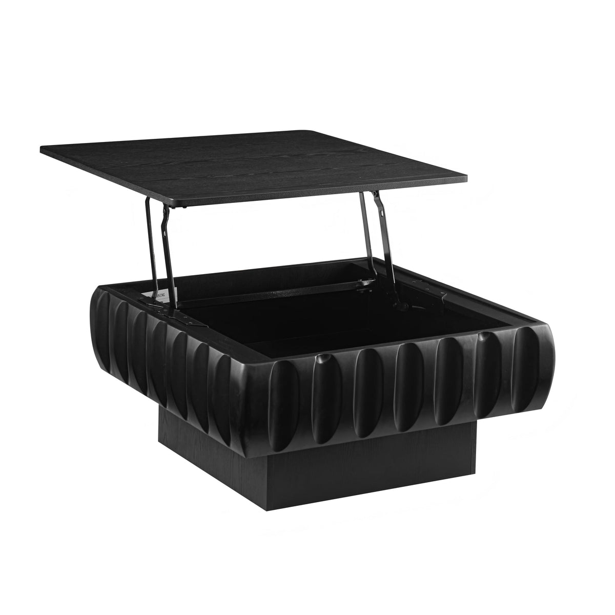 Black Sculpted Square Lift-Top Coffee Table with Storage, 31.1 in