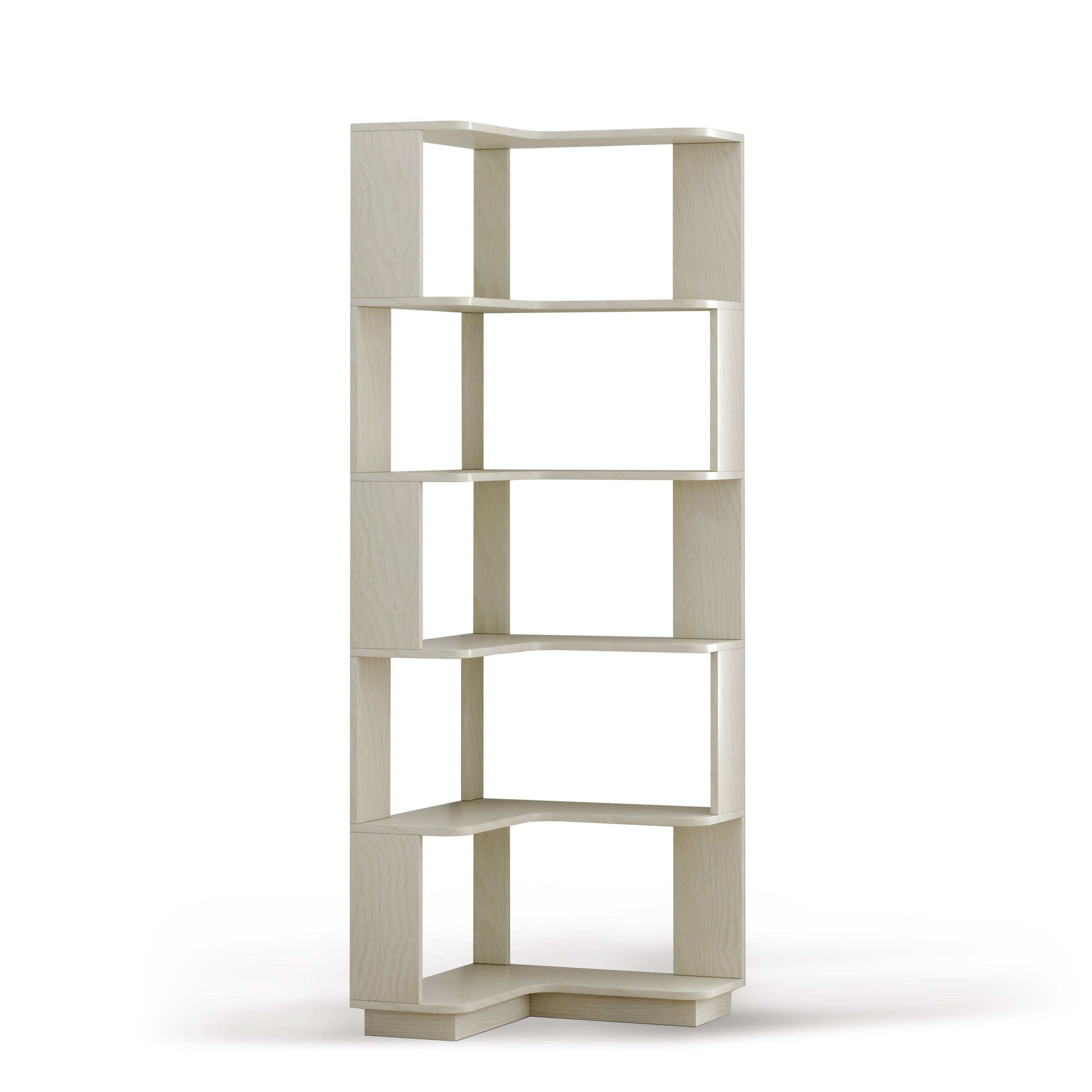 Bookshelf, 6 Shelves, L-Shaped, 64.6 in Tall, Oak
