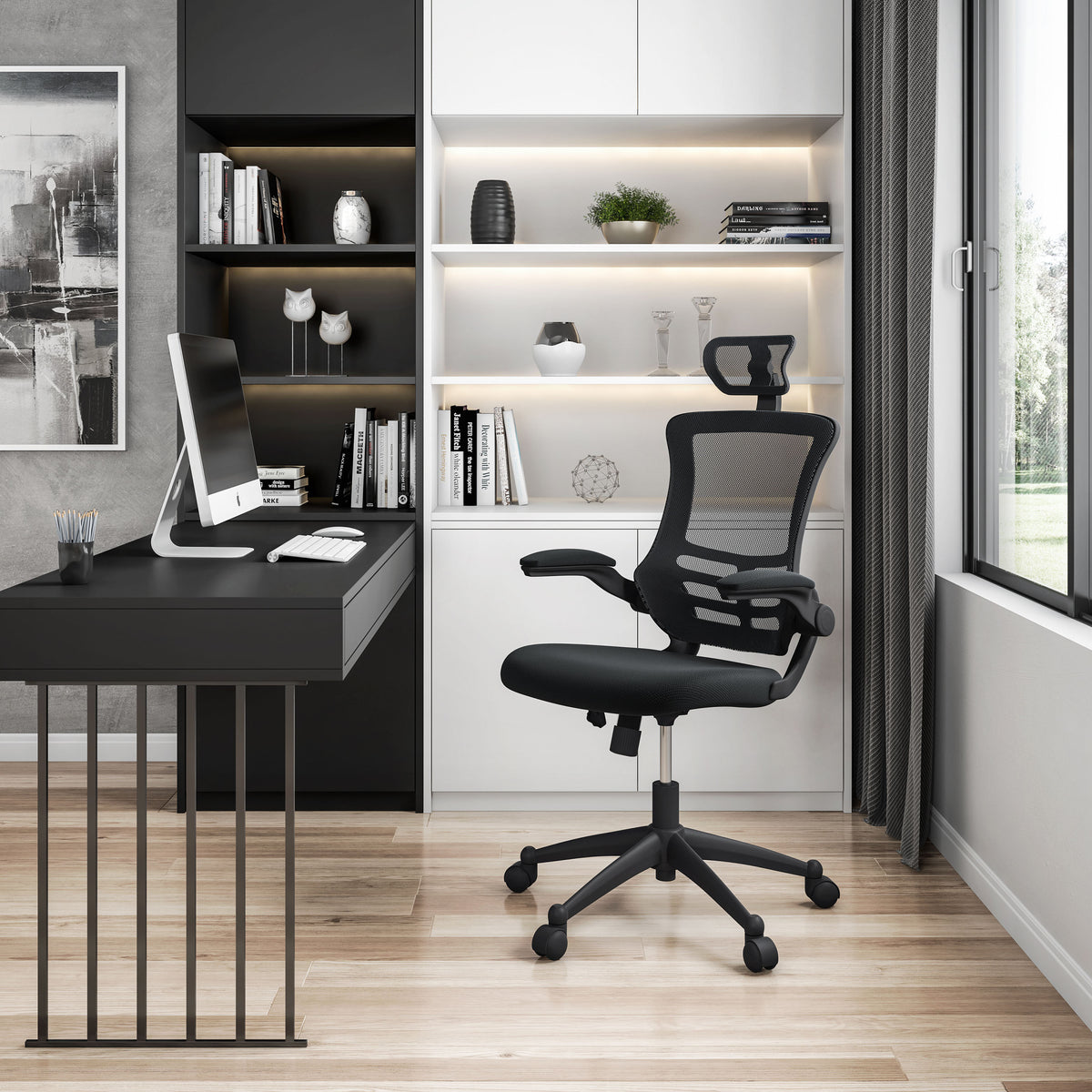 Black Mesh Office Chair, Reclining, 220 lb