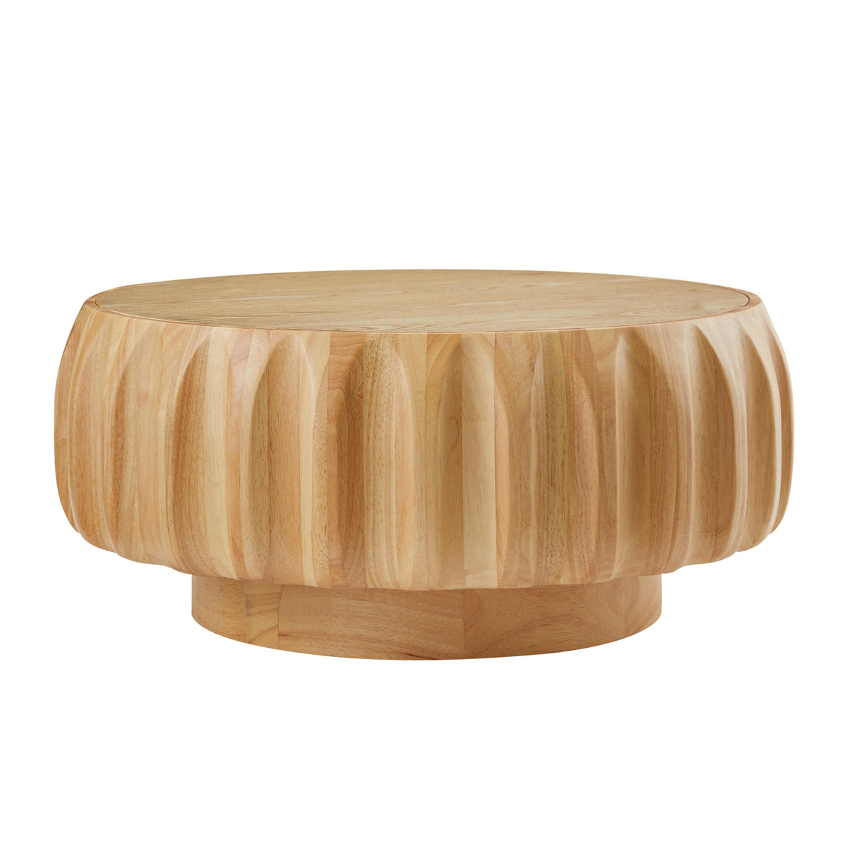 Natural Carved Sculptural Round Coffee Table, 31.5 in