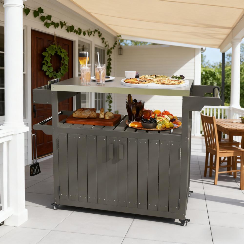Dark Gray HDPE Outdoor Bar Cart