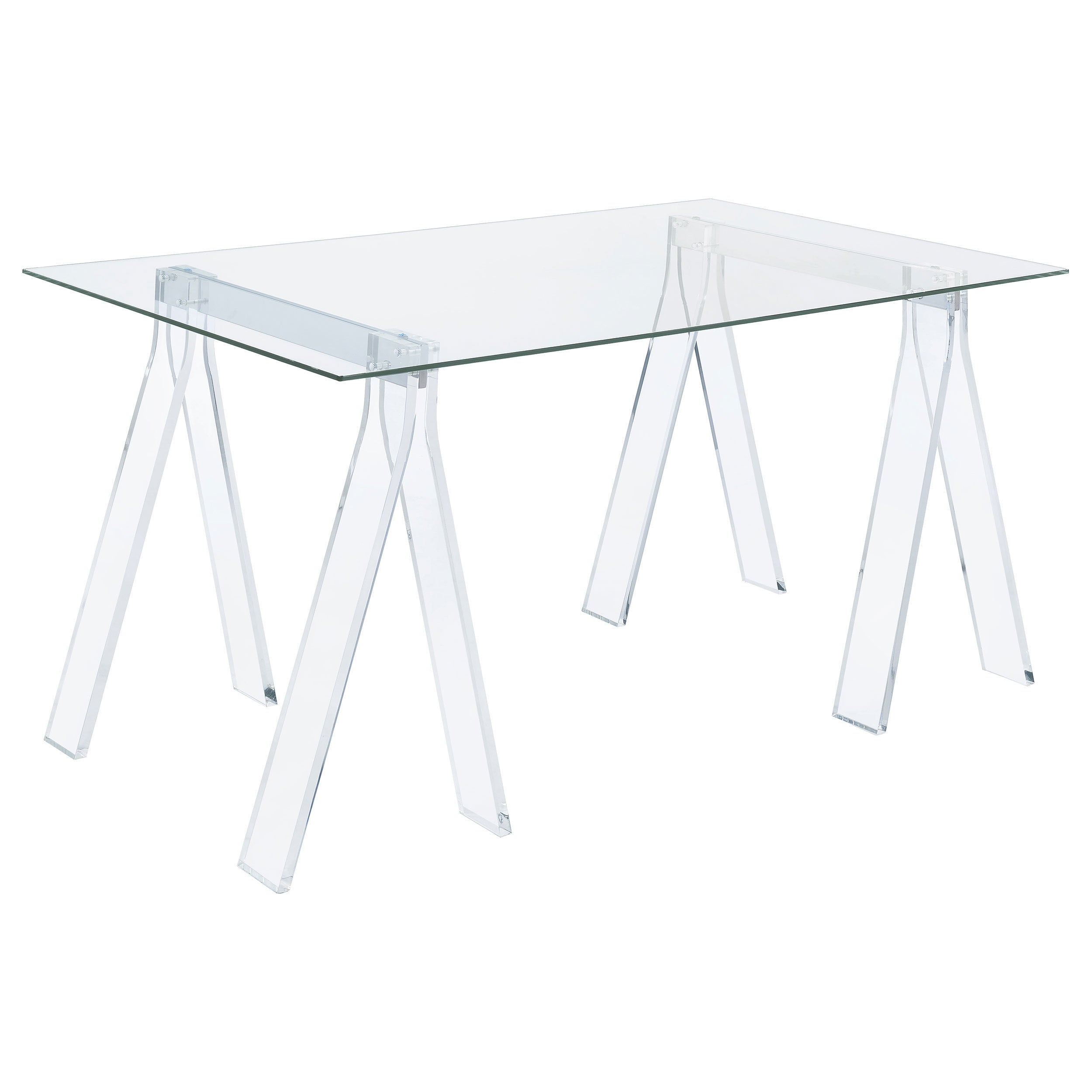 Minimalist Glass Writing Desk, 59 in, Clear