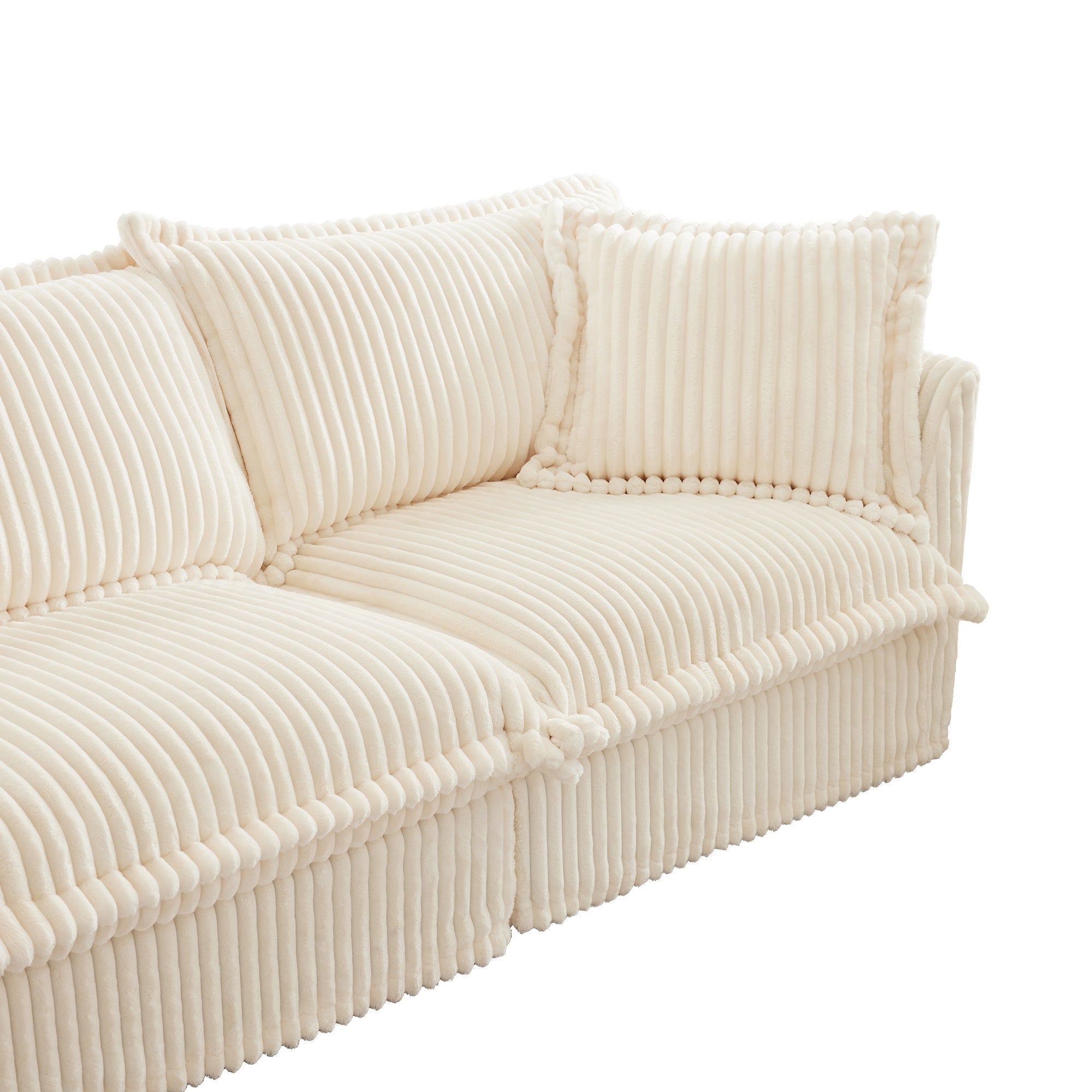 Fluffy 3-Seat Modular Sofa in Corduroy Cream #Fabric_Corduroy Cream