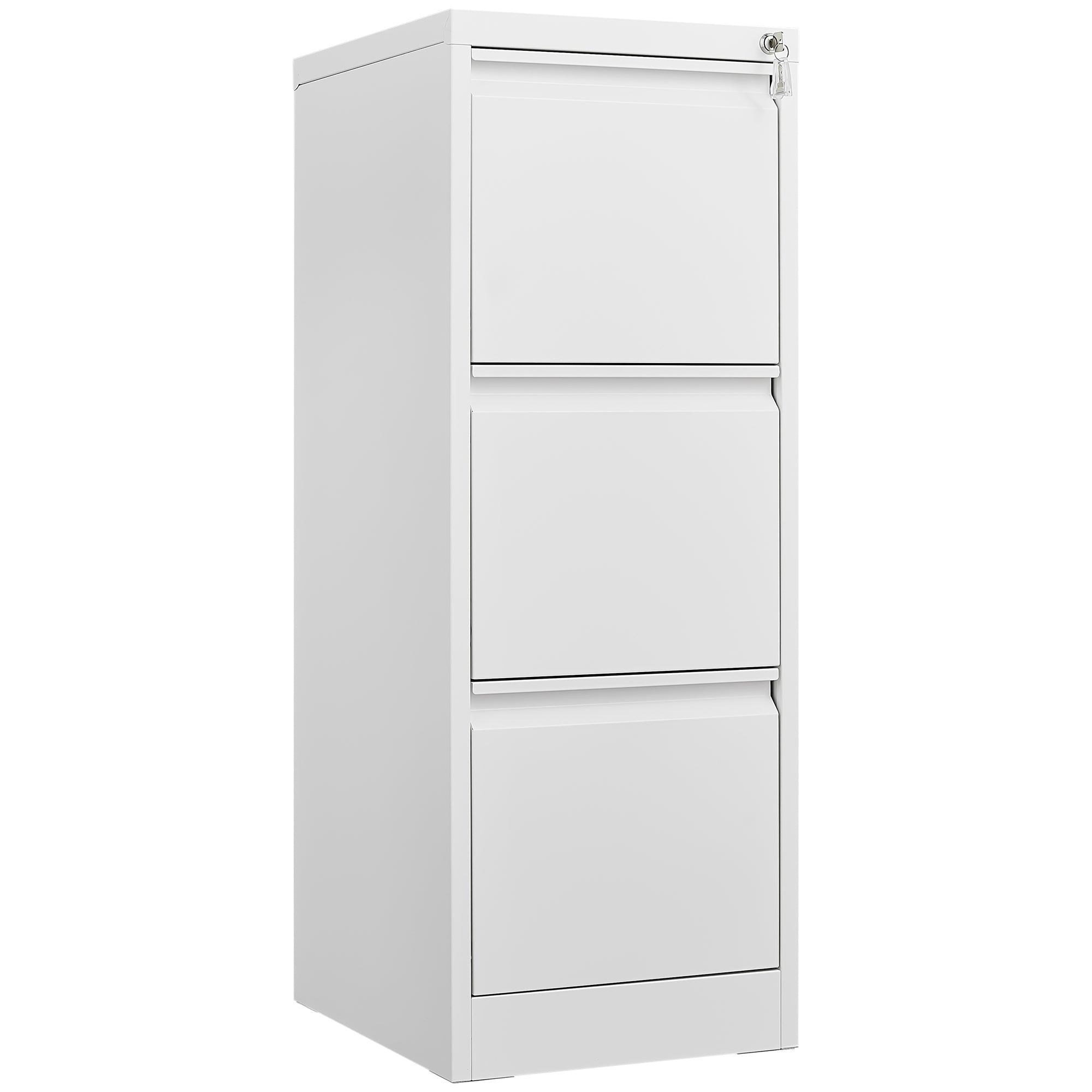 Metal File Cabinet, 3 Drawers, Locking, 40.5 in Tall, White