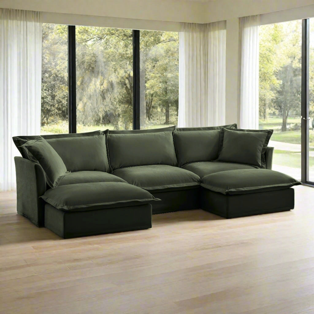 Fluffy 3-Seat Modular Sofa in Chenille Olive #OttOnly_2 #Fabric_Chenille Olive