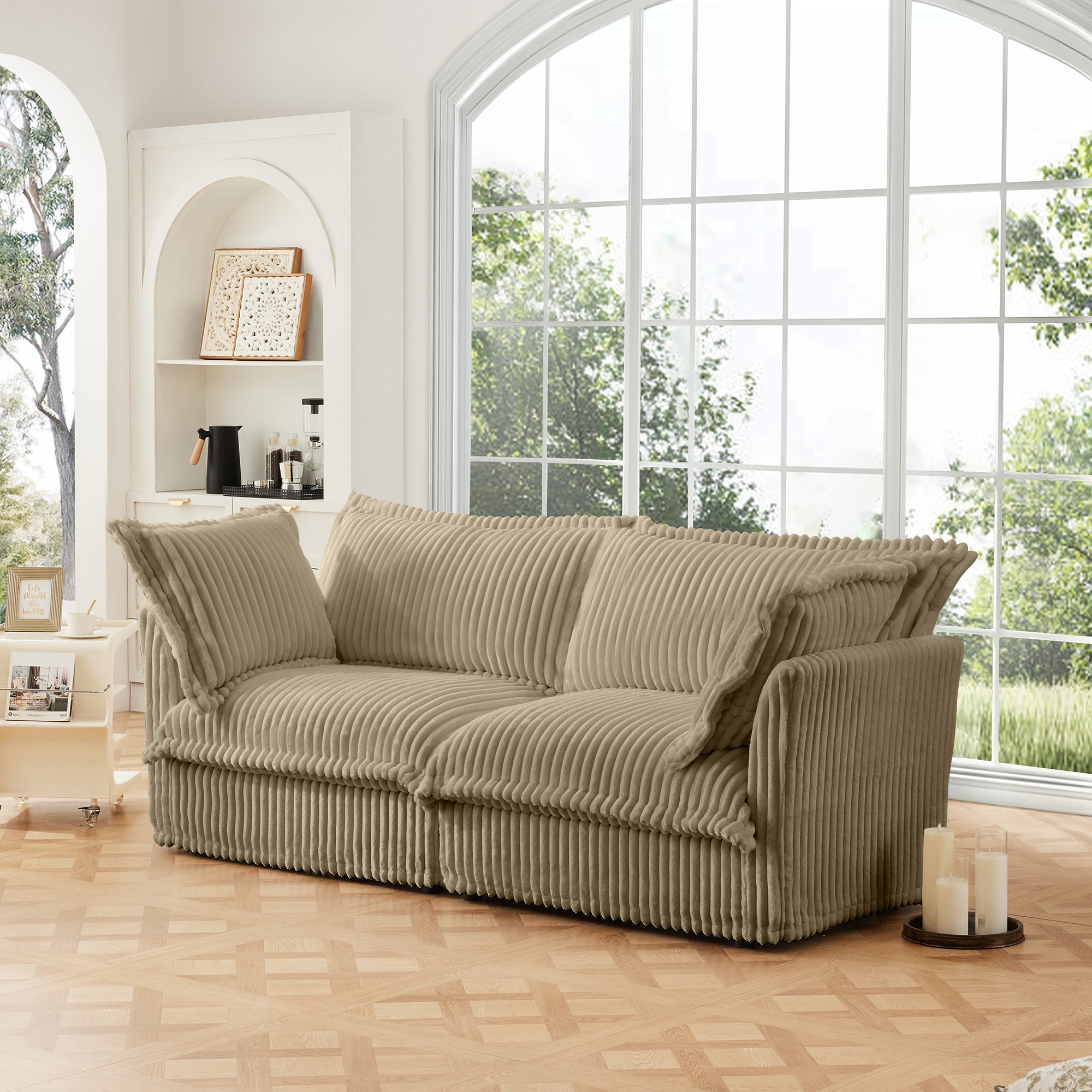Fluffy 2-Seat Modular Sofa in Corduroy Camel #OttOnly_0 #Fabric_Corduroy Camel