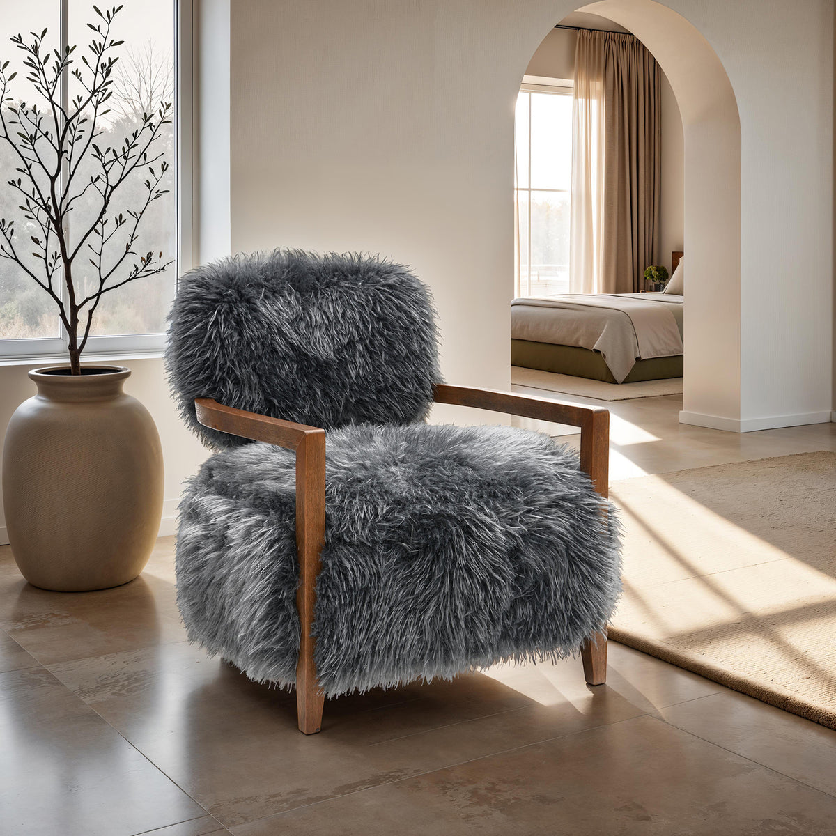Charcoal Plush Accent Chair