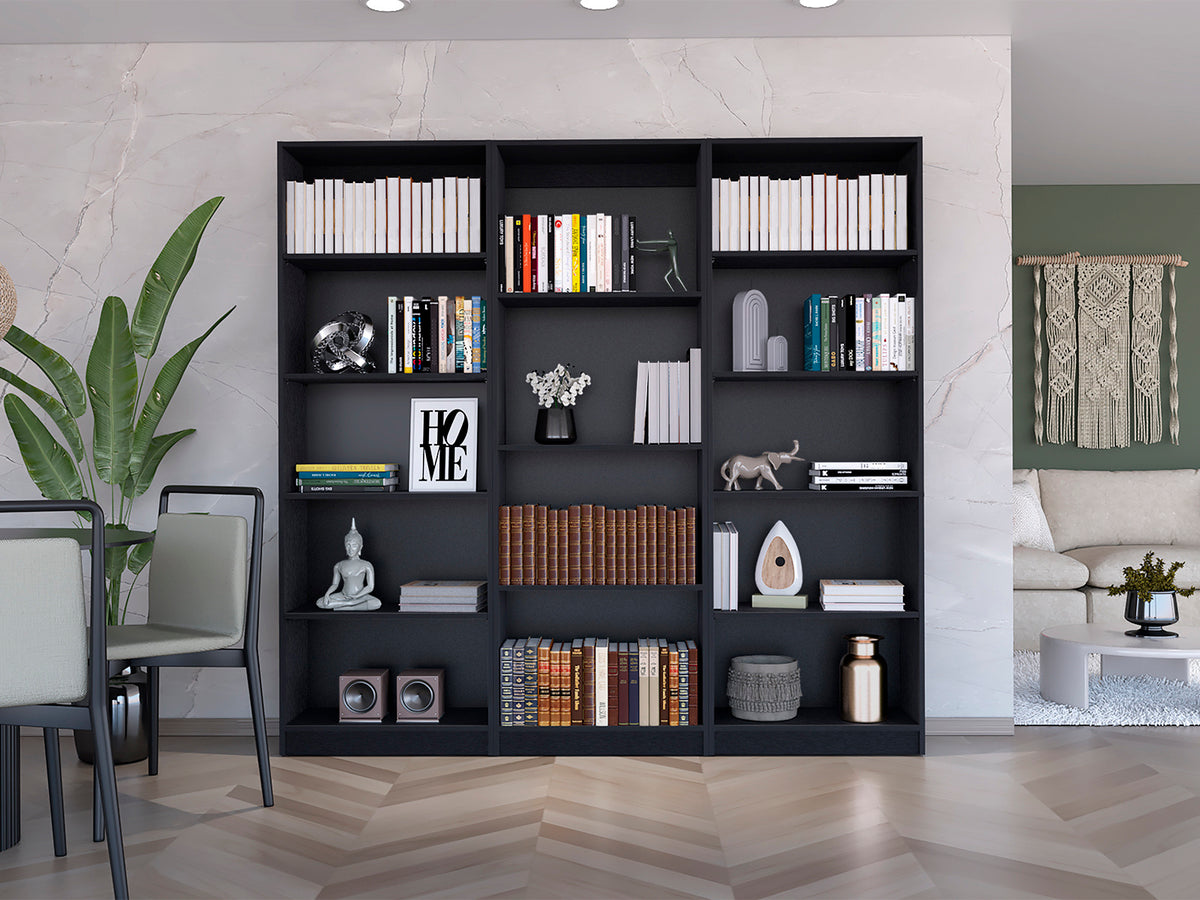 Bookcase, 14 Shelves, 74.1 in, Black