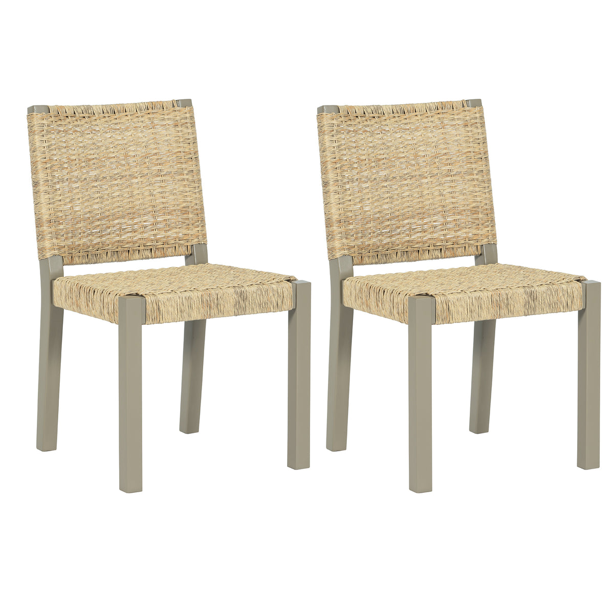 Gold Solid Wood Outdoor Dining Chair, Set of 2