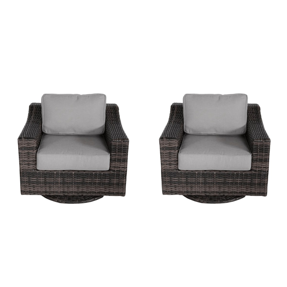 Dark Gray Wicker Outdoor Swivel Chair with Cushions