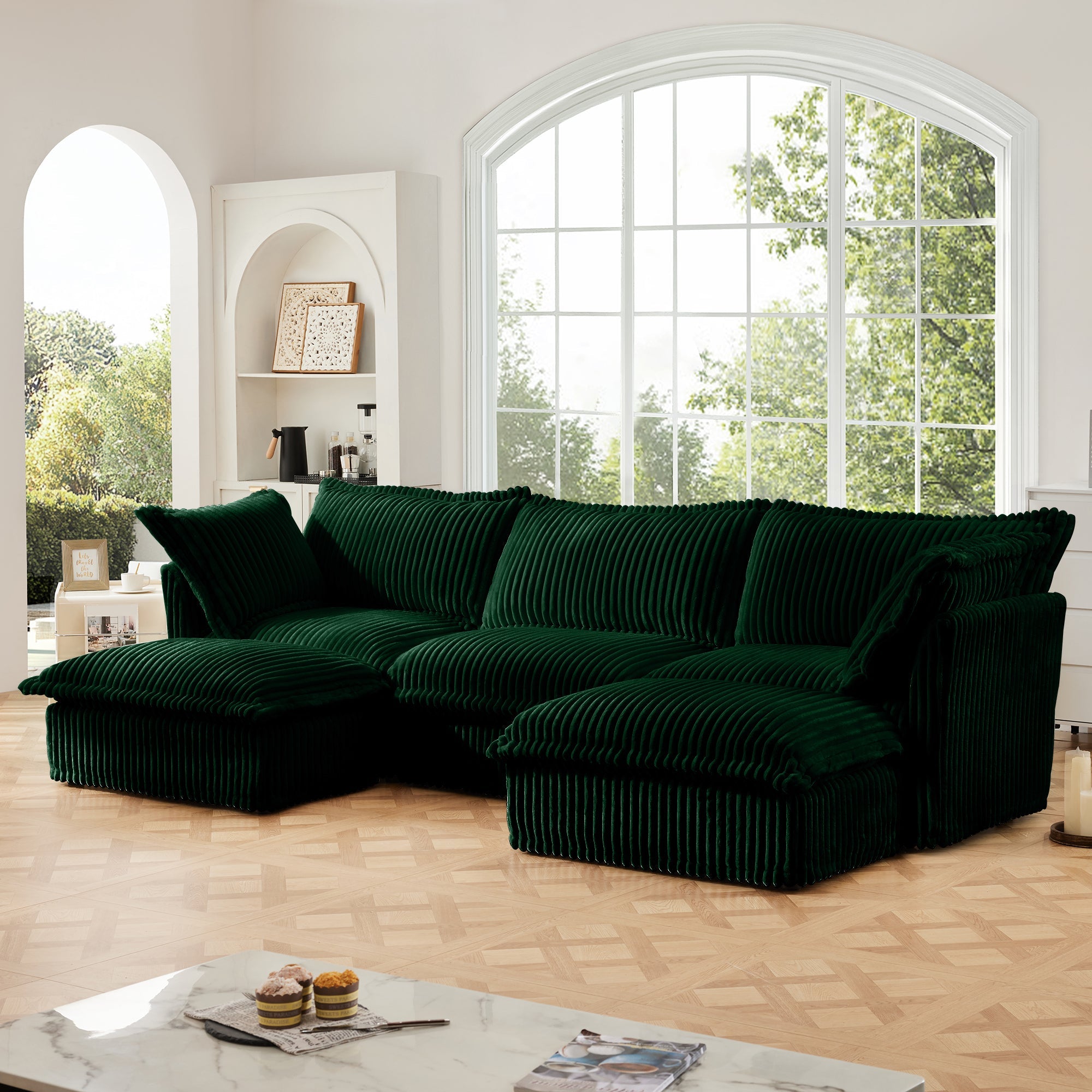 Fluffy 3-Seat Modular Sofa in Corduroy Emerald #OttOnly_2 #Fabric_Corduroy Emerald