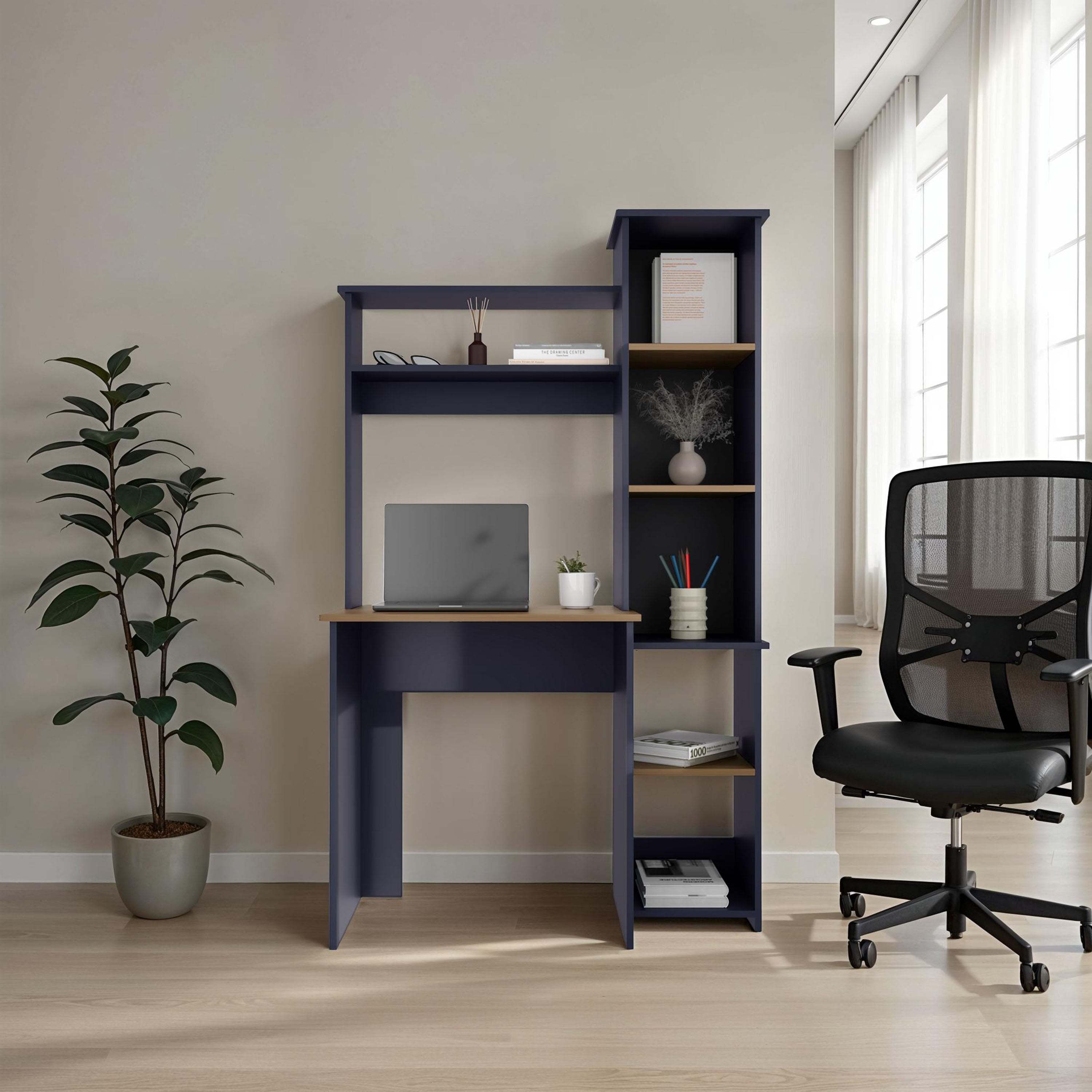 Computer Desk with Hutch, 118 in, Natural