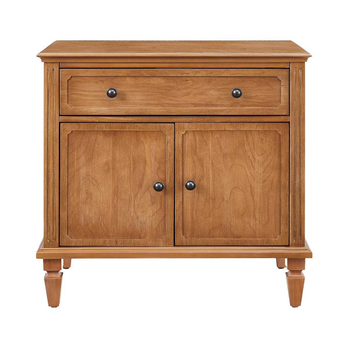 Farmhouse Nightstand with Drawer and Double-Door Cabinet