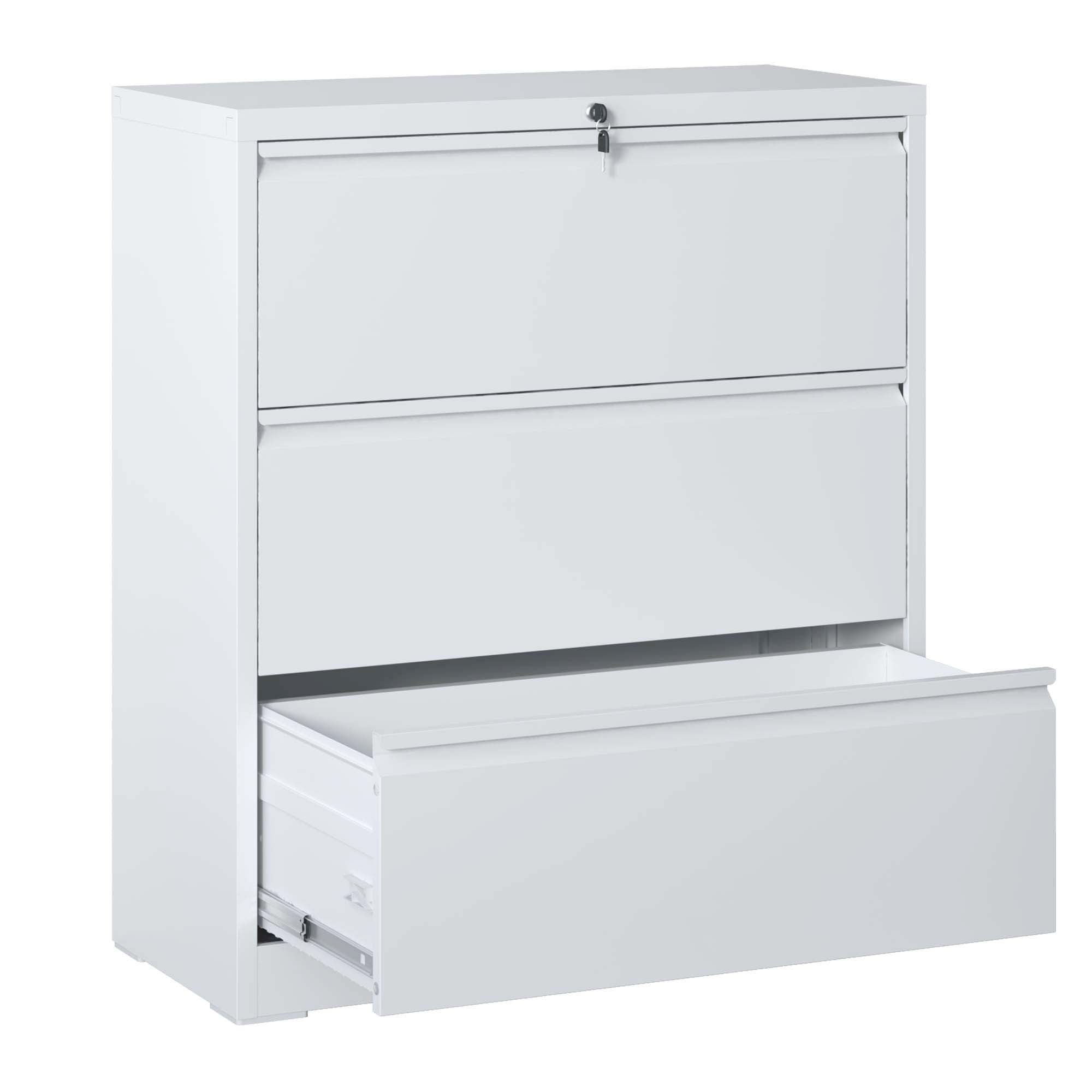 File Cabinet, 3 Drawers, 40.4 in Tall, White