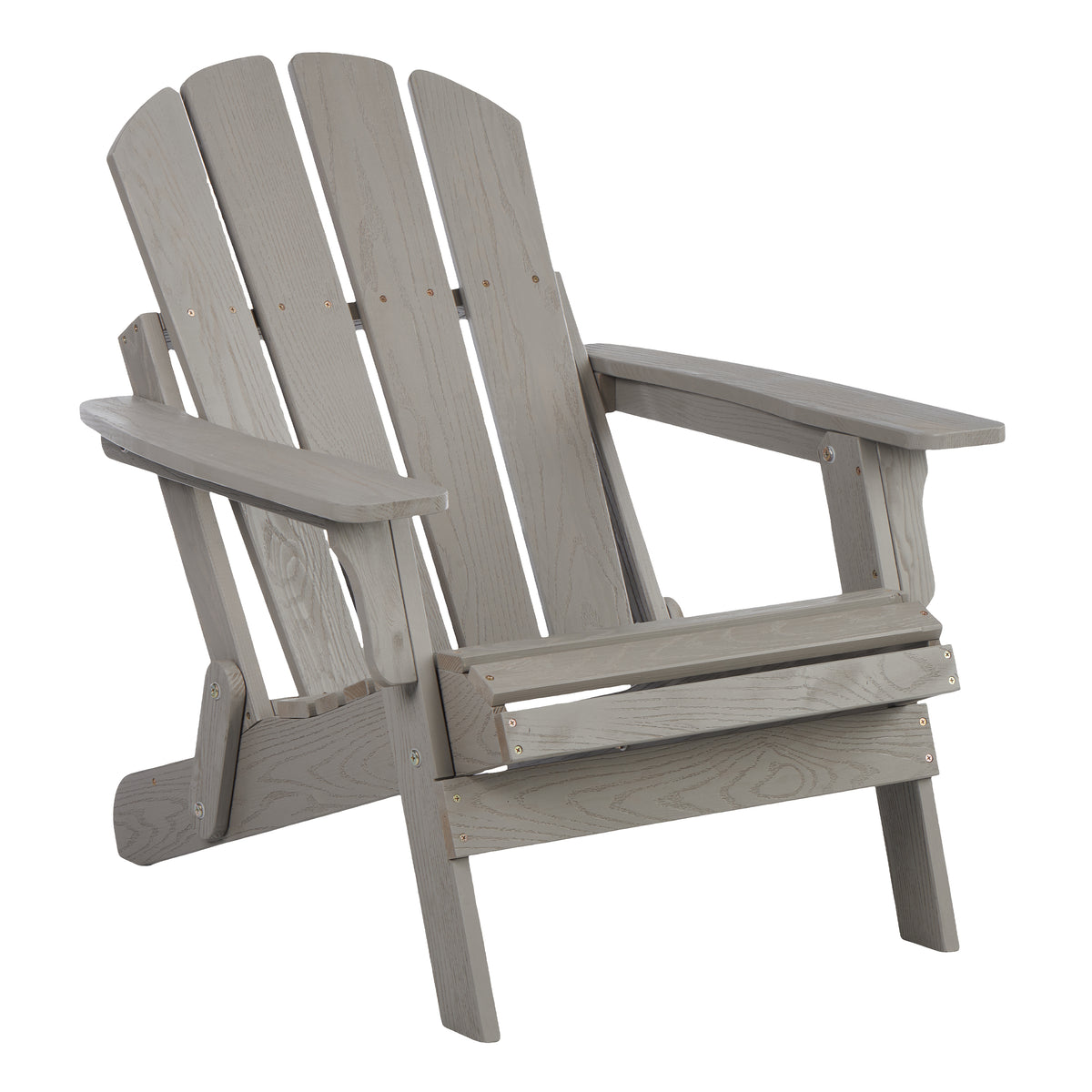 Gray Solid Wood Folding Adirondack Chair