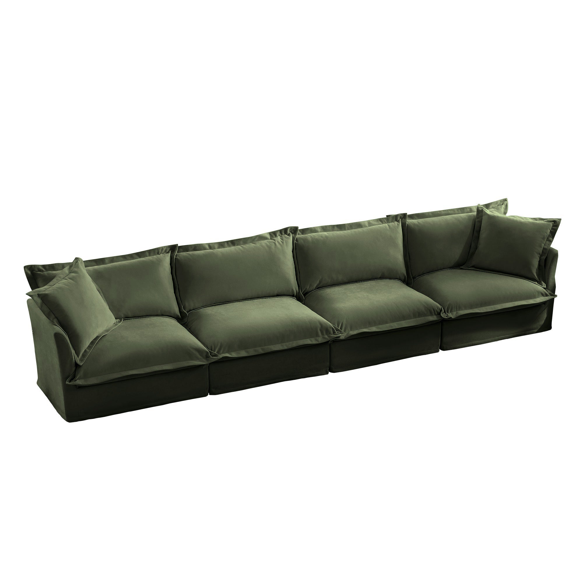 Fluffy 4-Seat Modular Sofa in Chenille Olive #OttOnly_0 #Fabric_Chenille Olive