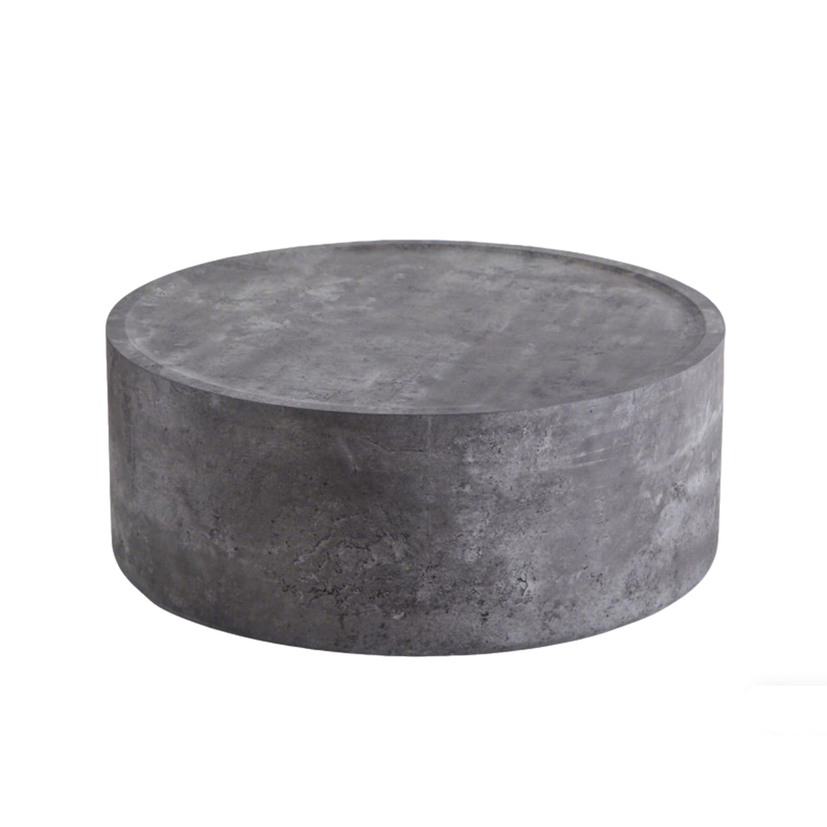 Gray Concrete-Look Round Drum Coffee Table, 31.5 in