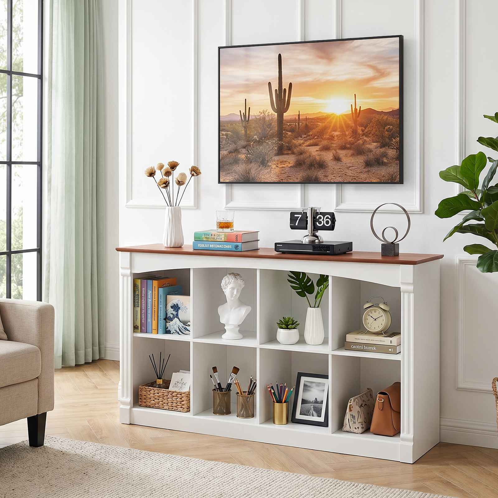 Cube Bookcase, 2 Shelves, 55.1 in, White