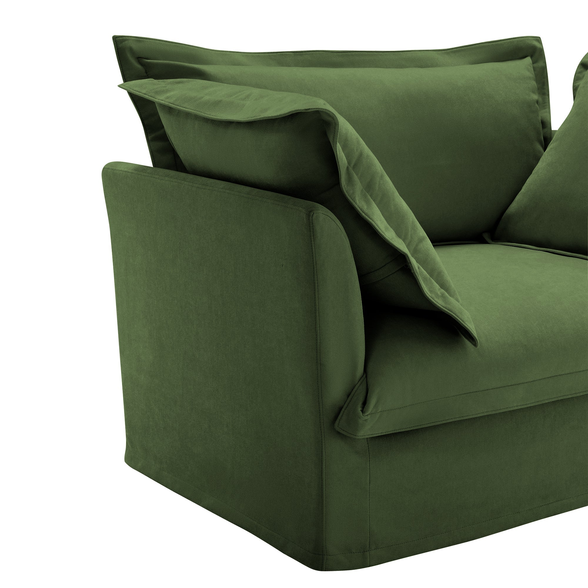 Fluffy 4-Seat Modular Sofa in Chenille Olive #Fabric_Chenille Olive