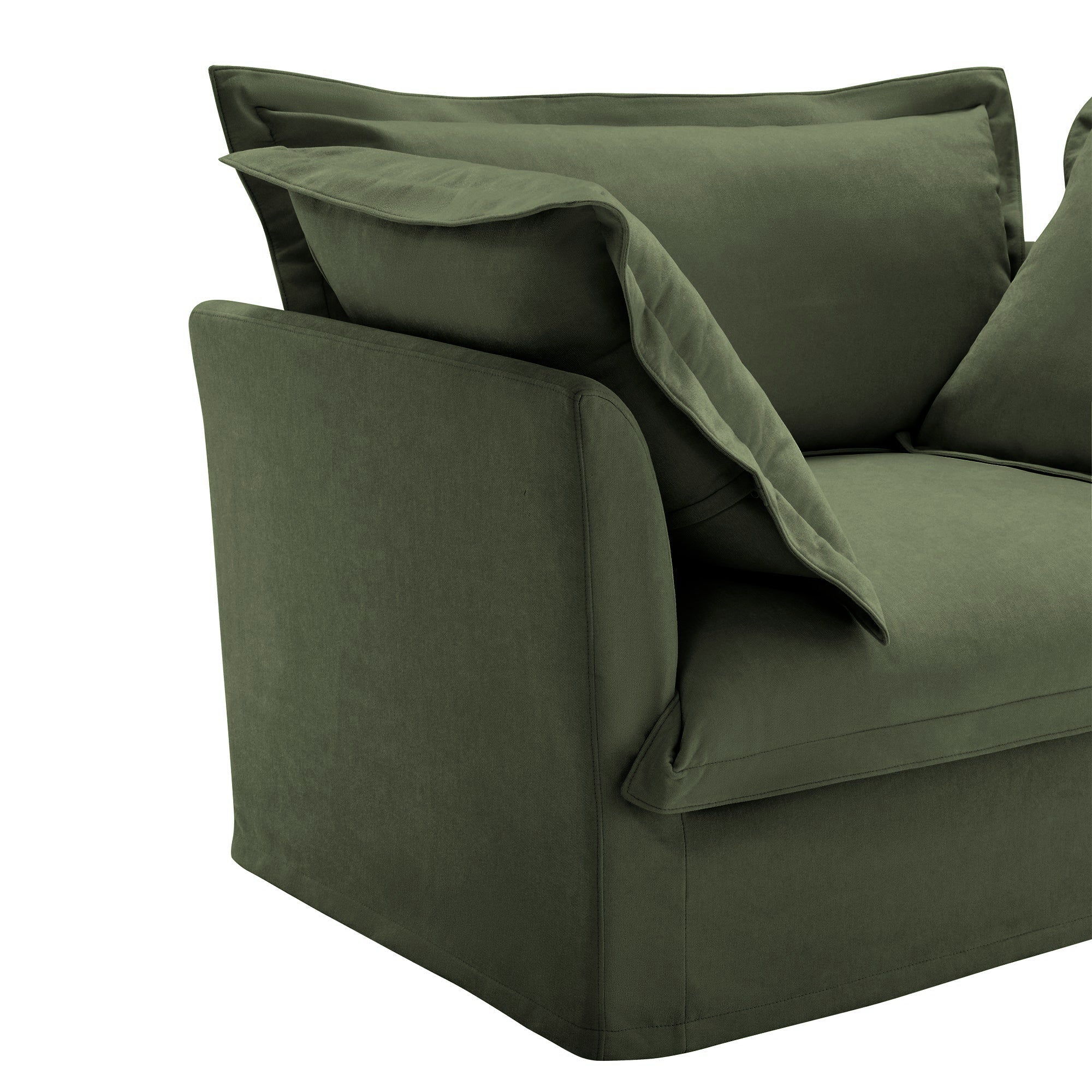 Fluffy 4-Seat Modular Sofa in Chenille Olive #Fabric_Chenille Olive