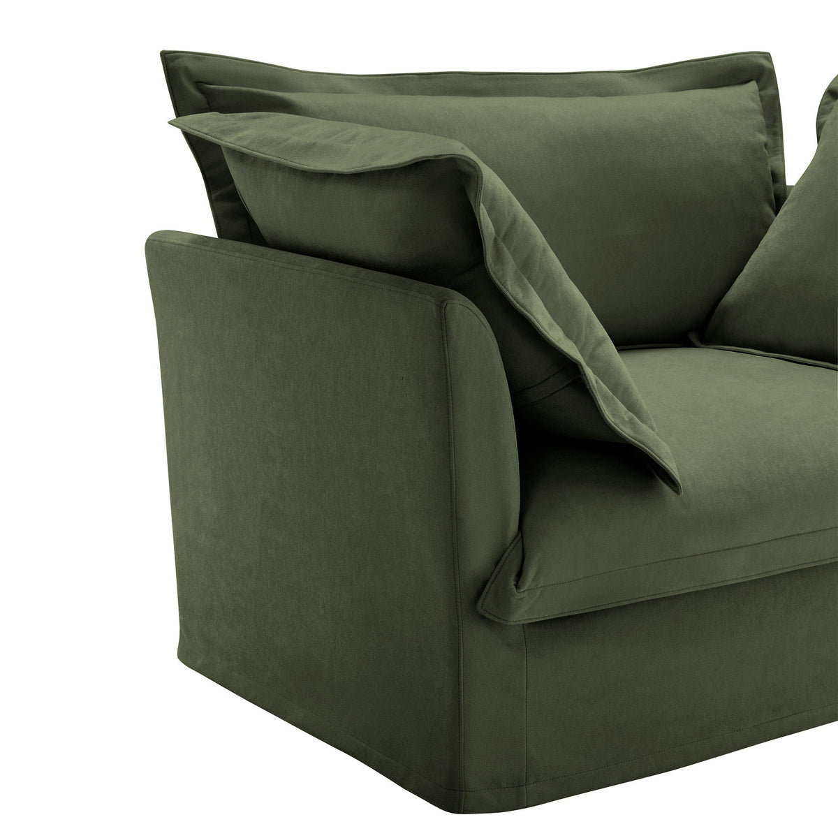 Fluffy 3-Seat Modular Sofa in Chenille Olive #Fabric_Chenille Olive