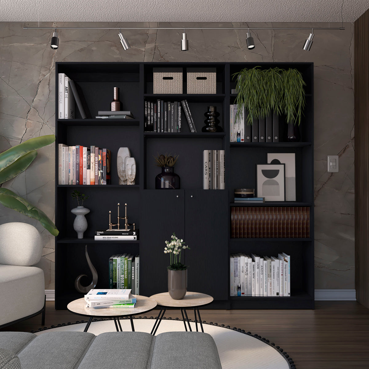 Bookcase, 12 Shelves, 74.1 in, Black